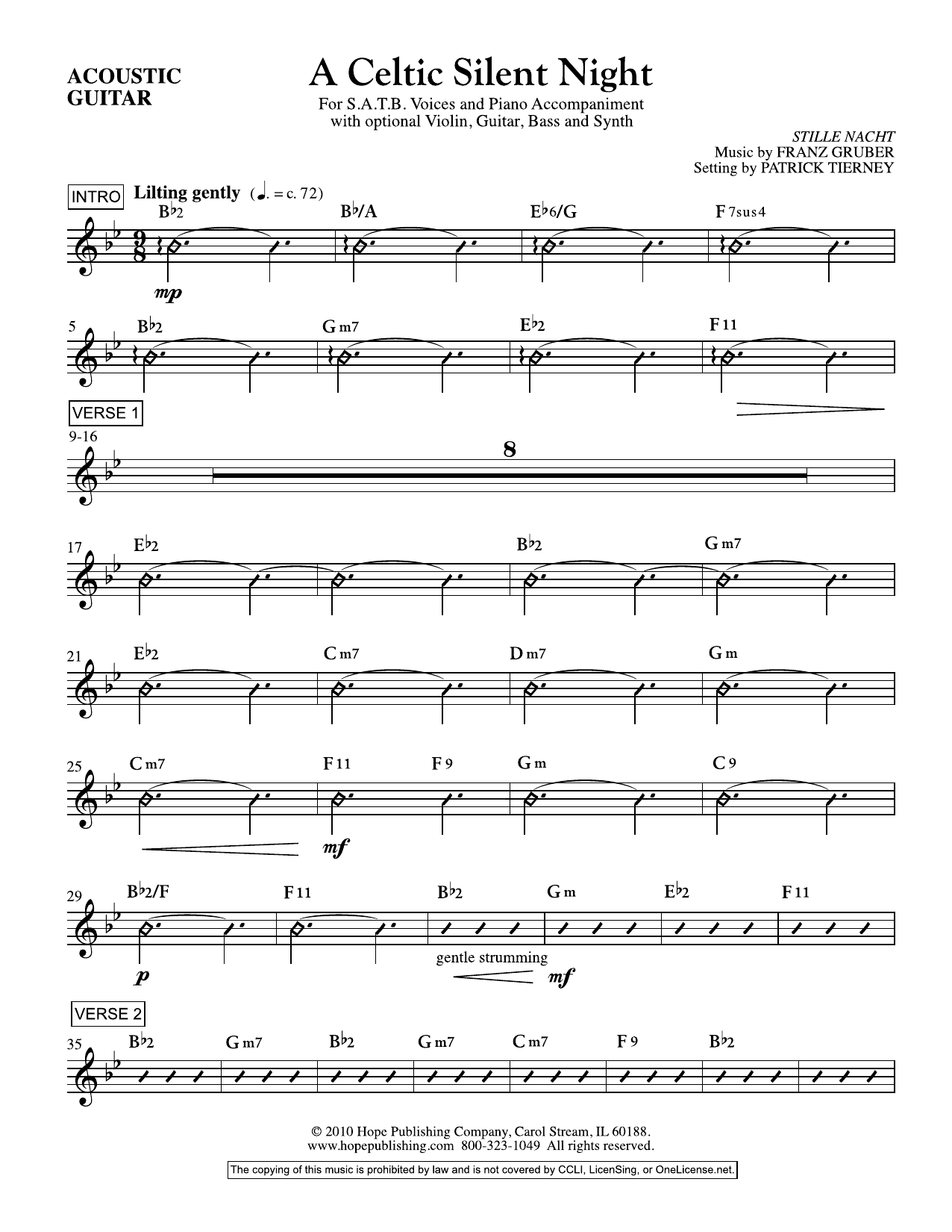 Download Franz Gruber A Celtic Silent Night - Acoustic Guitar Sheet Music and learn how to play Choir Instrumental Pak PDF digital score in minutes