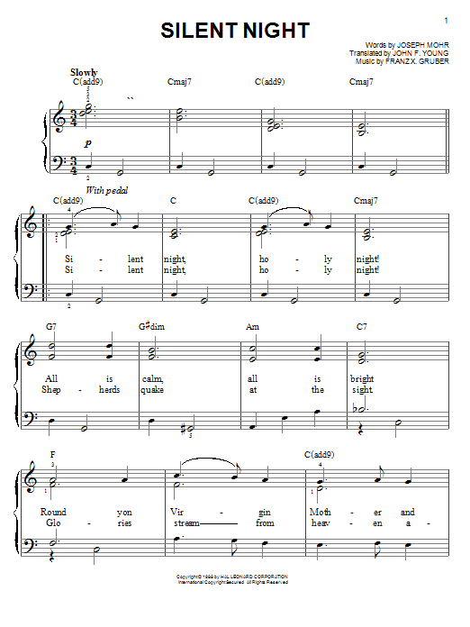 Download Franz Gruber Silent Night Sheet Music and learn how to play Piano & Vocal PDF digital score in minutes