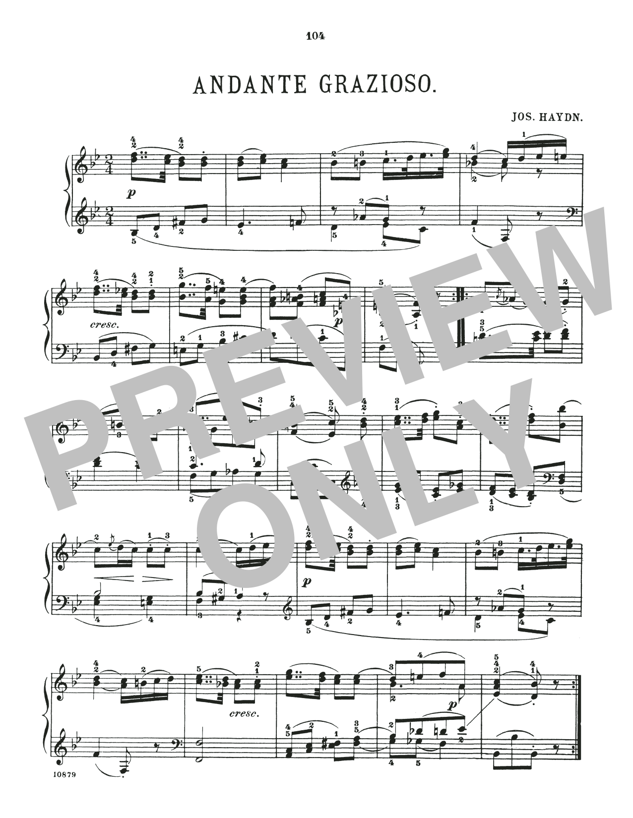 Download Franz Joseph Haydn Andante Grazioso In B-Flat Major Sheet Music and learn how to play Piano Solo PDF digital score in minutes