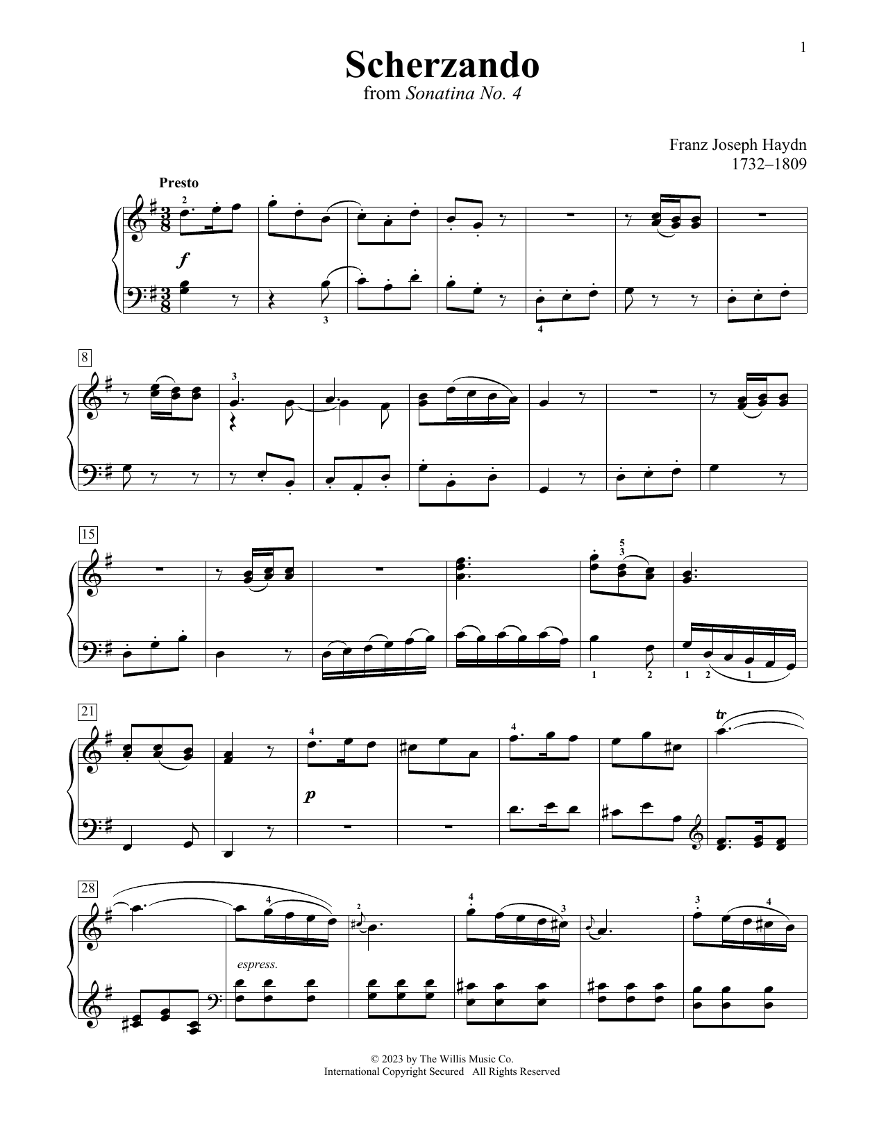 Download Franz Joseph Haydn Scherzando Sheet Music and learn how to play Educational Piano PDF digital score in minutes