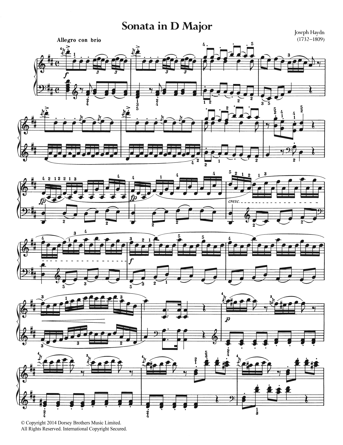 Download Franz Joseph Haydn Sonata In D Major Sheet Music and learn how to play Piano PDF digital score in minutes