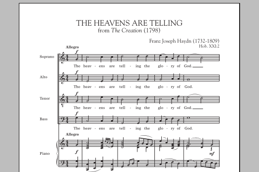Download Franz Joseph Haydn The Heavens Are Telling Sheet Music and learn how to play Piano Solo PDF digital score in minutes