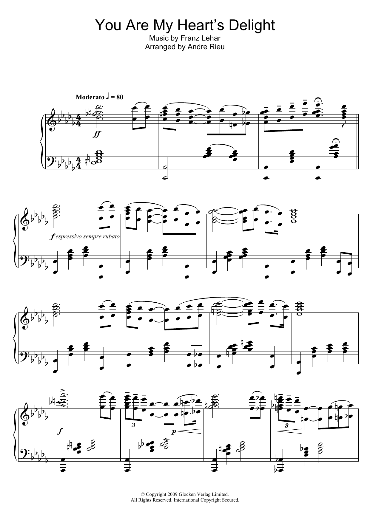 Download Franz Lehar You Are My Heart's Delight Sheet Music and learn how to play Piano PDF digital score in minutes