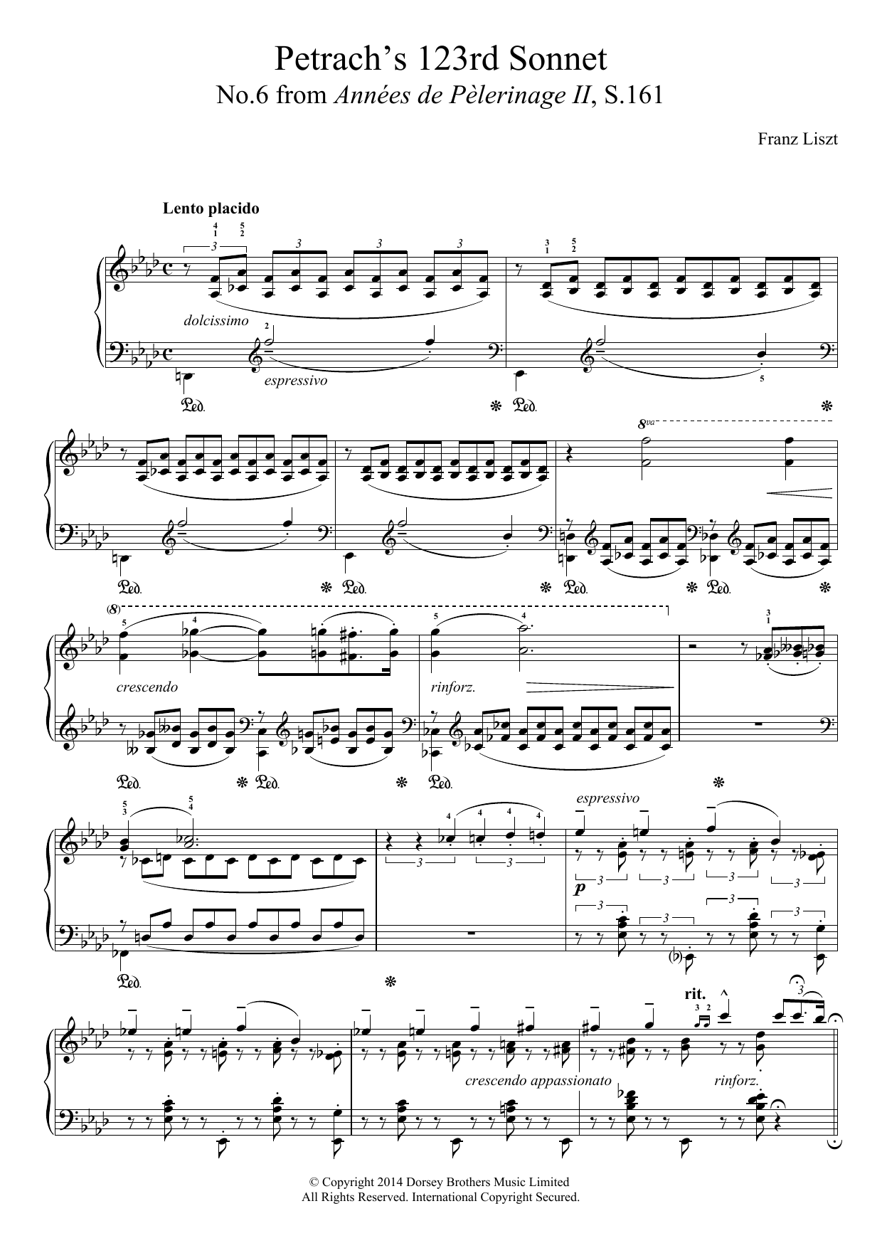 Download Franz Liszt Annees De Pelerinage II, No.6: Petrarch's 123rd Sonnet Sheet Music and learn how to play Piano PDF digital score in minutes