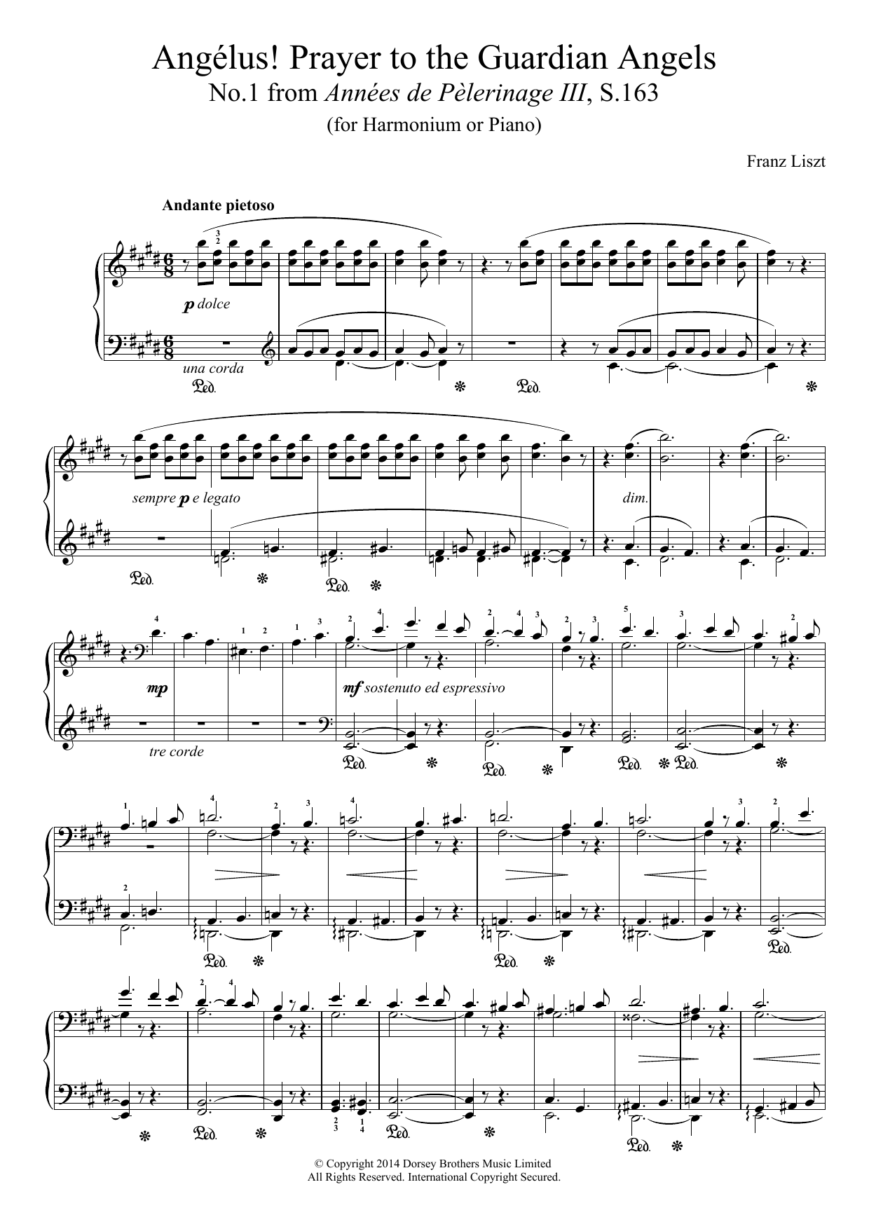Download Franz Liszt Annees De Pelerinage III, No.1: Angelus! Prayer To The Guardian Angels Sheet Music and learn how to play Piano PDF digital score in minutes