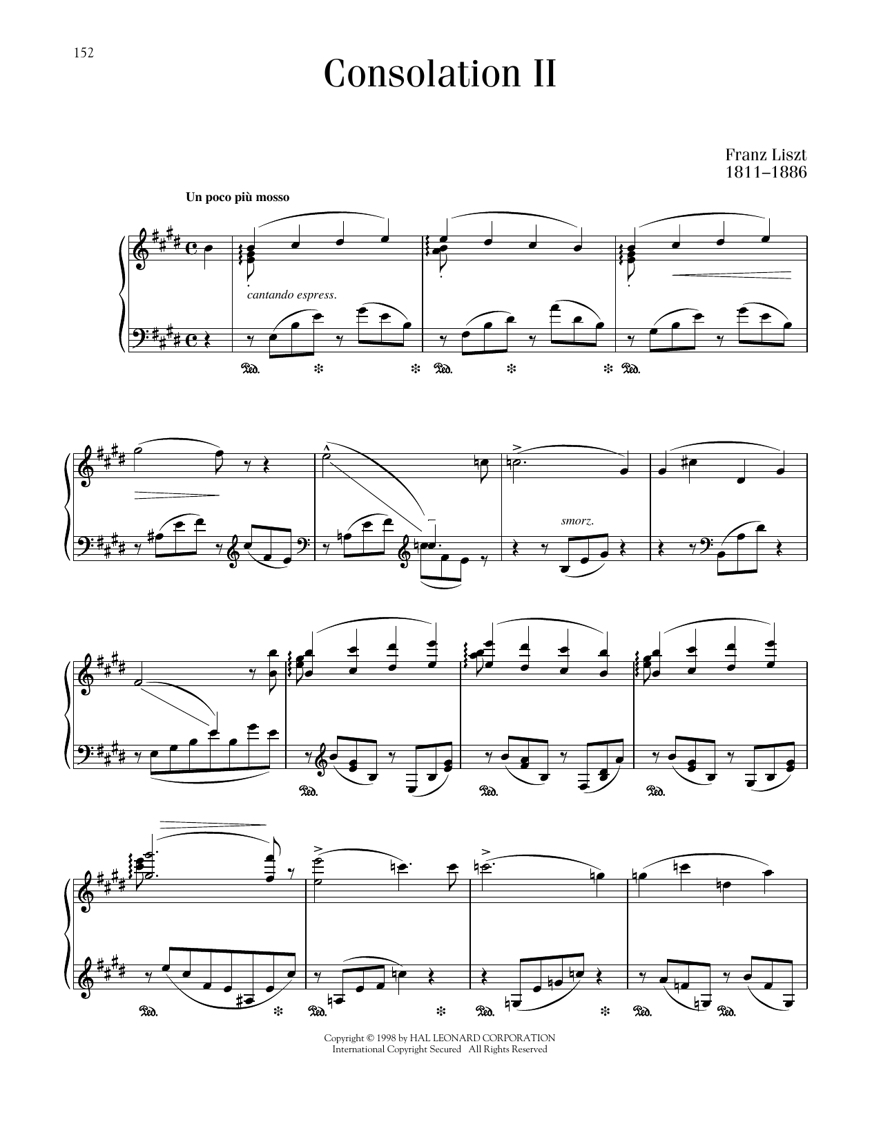 Download Franz Liszt Consolation No. 2 In E Major Sheet Music and learn how to play Piano Solo PDF digital score in minutes