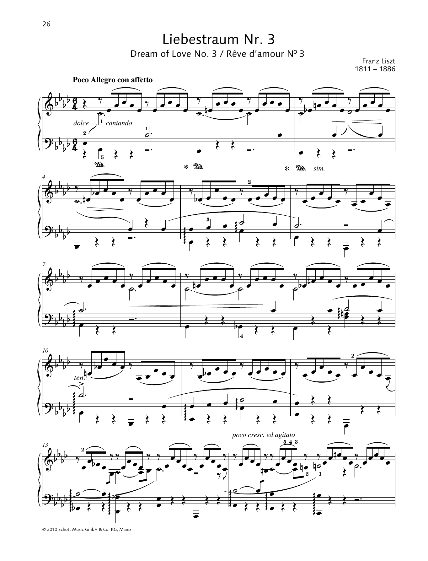 Download Franz Liszt Dream of Love No. 3 Sheet Music and learn how to play Piano Solo PDF digital score in minutes