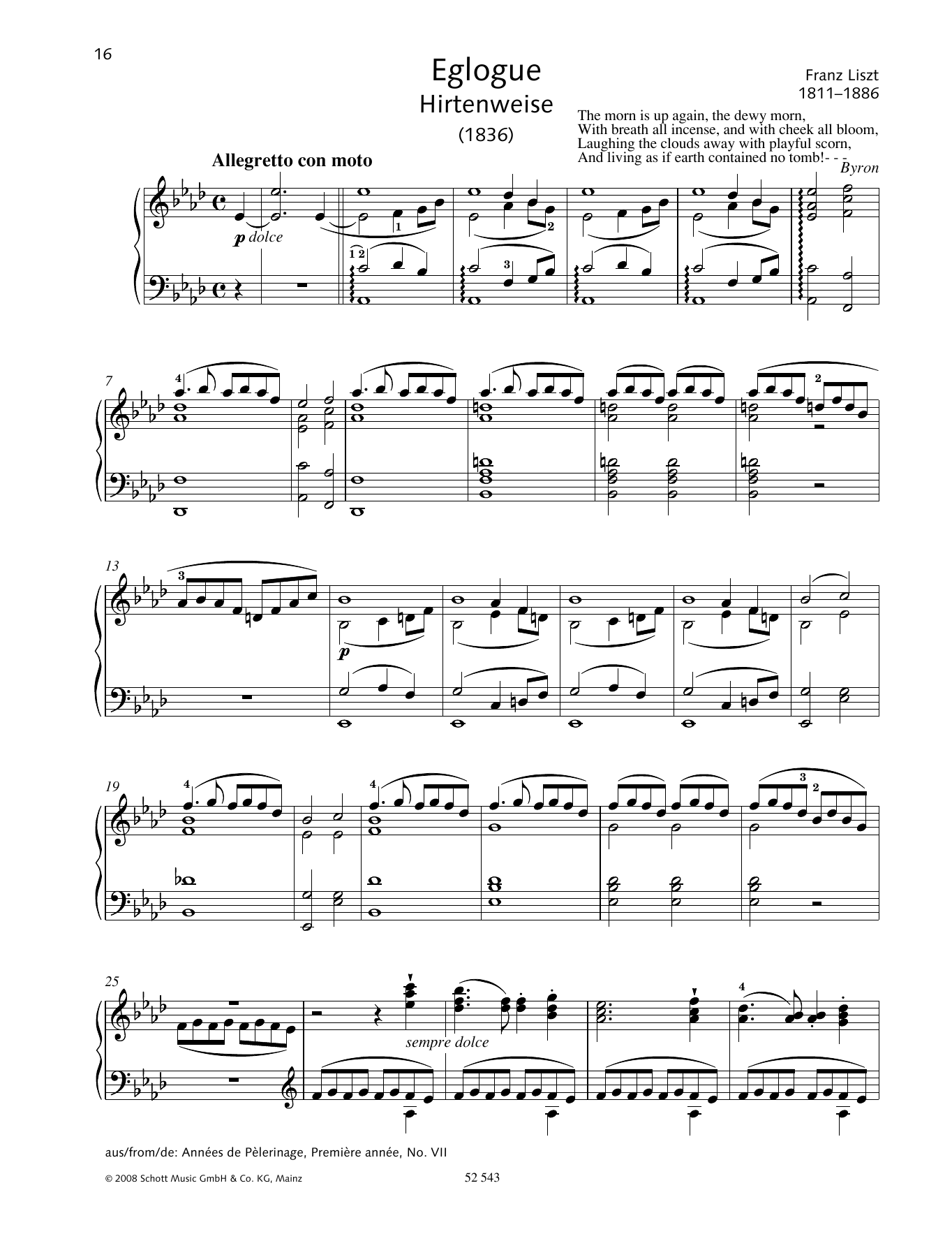 Download Franz Liszt Eglogue (Hirtenweise) Sheet Music and learn how to play Piano Solo PDF digital score in minutes