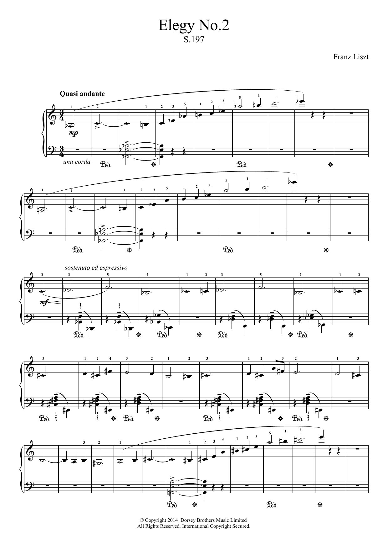 Download Franz Liszt Elegy No.2 Sheet Music and learn how to play Piano PDF digital score in minutes