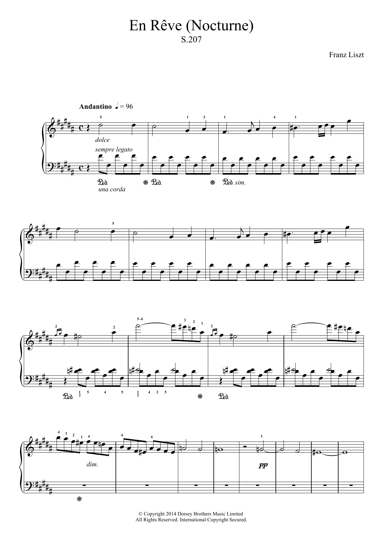 Download Franz Liszt En Reve (Nocturne) Sheet Music and learn how to play Piano PDF digital score in minutes