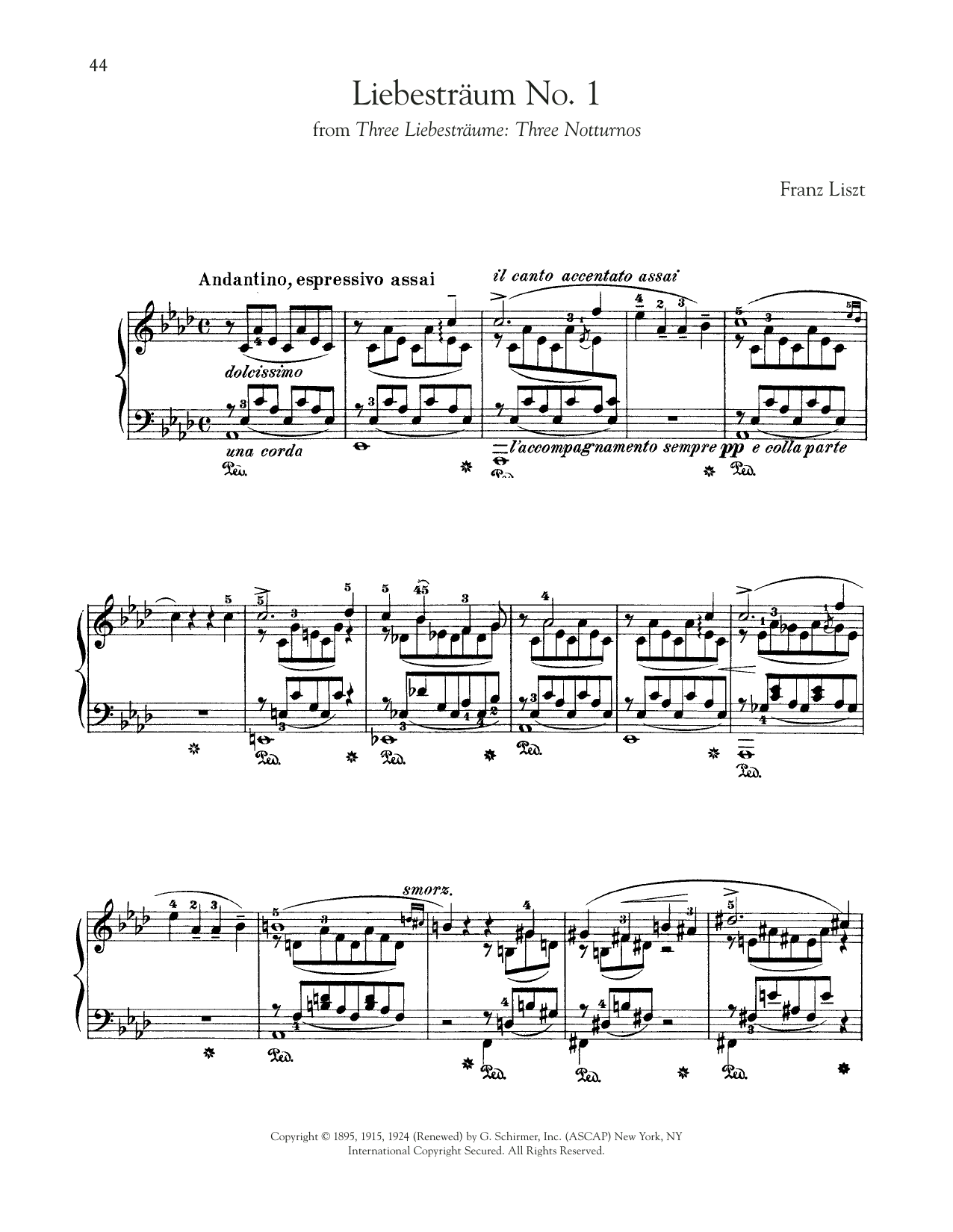 Download Franz Liszt Liebestraum No. 1 In A-Flat Major Sheet Music and learn how to play Piano Solo PDF digital score in minutes