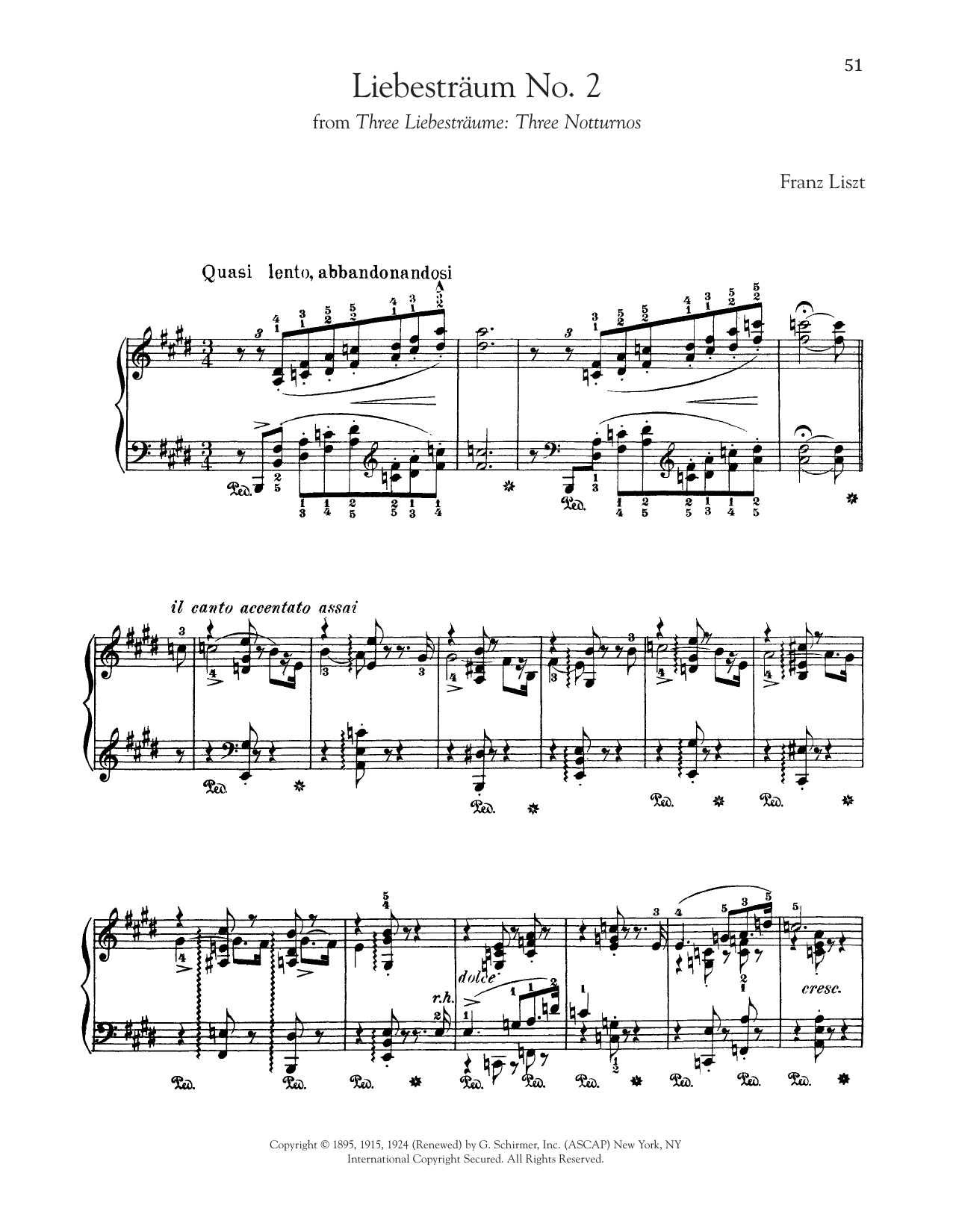 Download Franz Liszt Liebestraum No. 2 In E-Flat Major Sheet Music and learn how to play Piano Solo PDF digital score in minutes