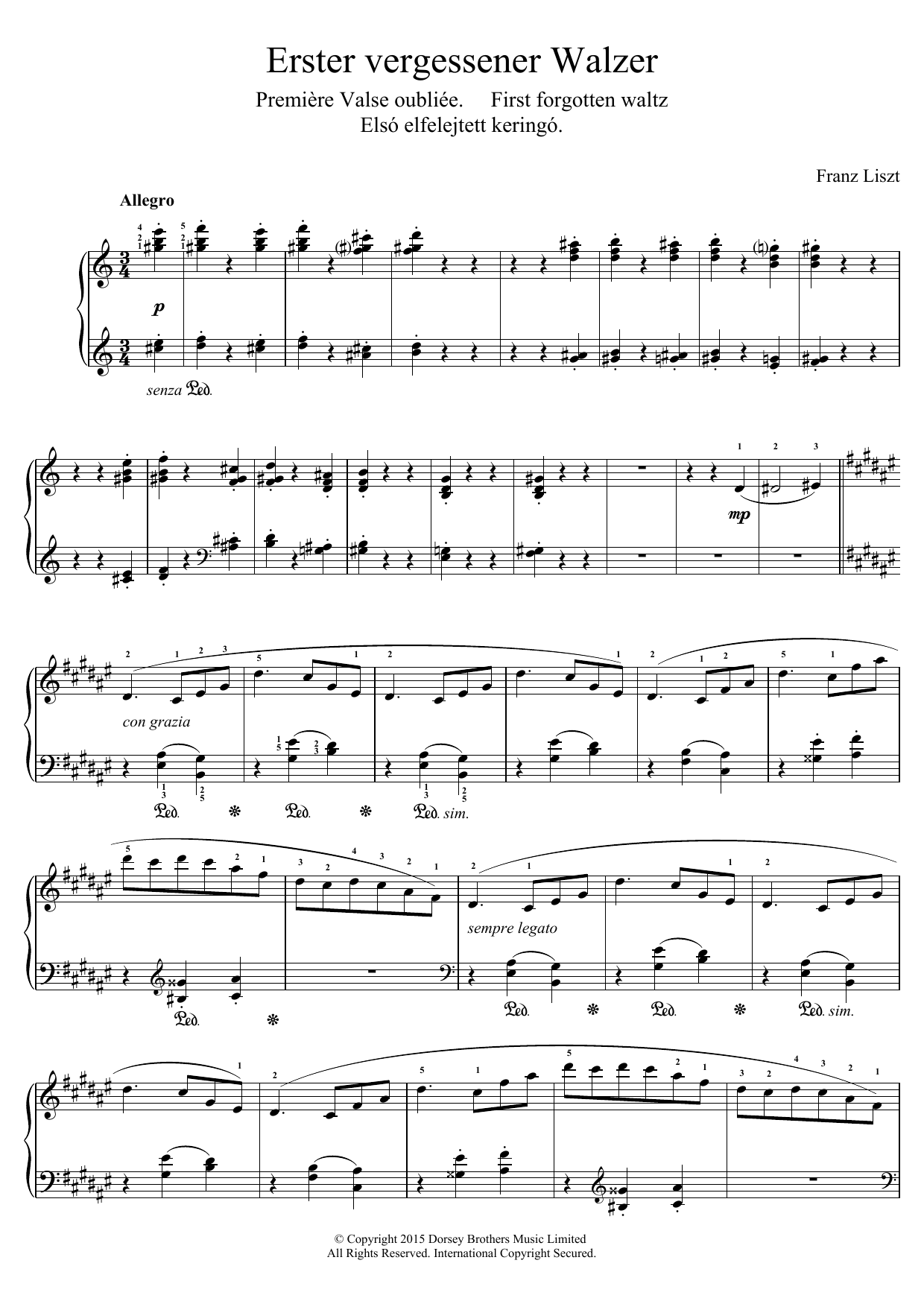 Download Franz Liszt Valse Oubliee No.1 Sheet Music and learn how to play Piano PDF digital score in minutes
