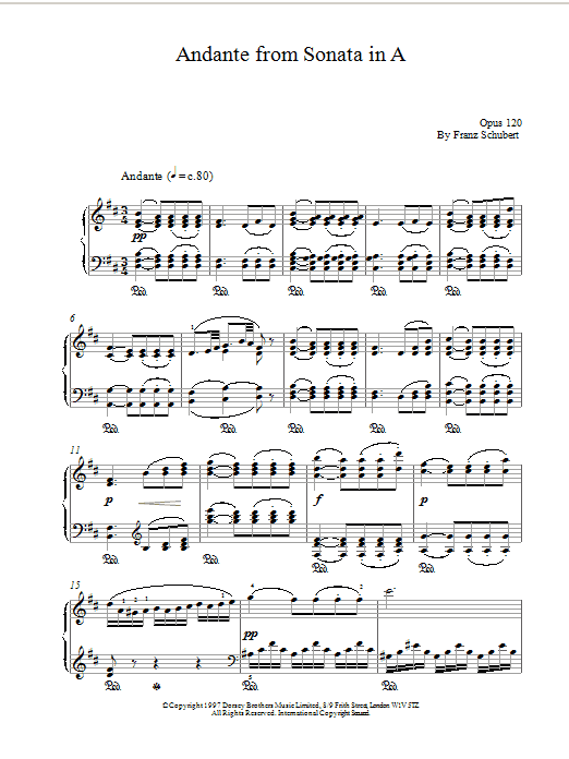 Download Franz Schubert Andante From Sonata In A Sheet Music and learn how to play Piano PDF digital score in minutes