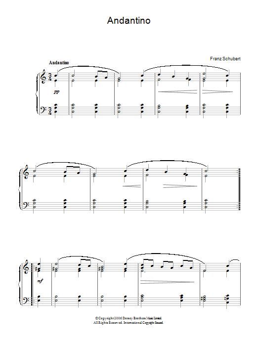 Download Franz Schubert Andantino Sheet Music and learn how to play Easy Piano PDF digital score in minutes