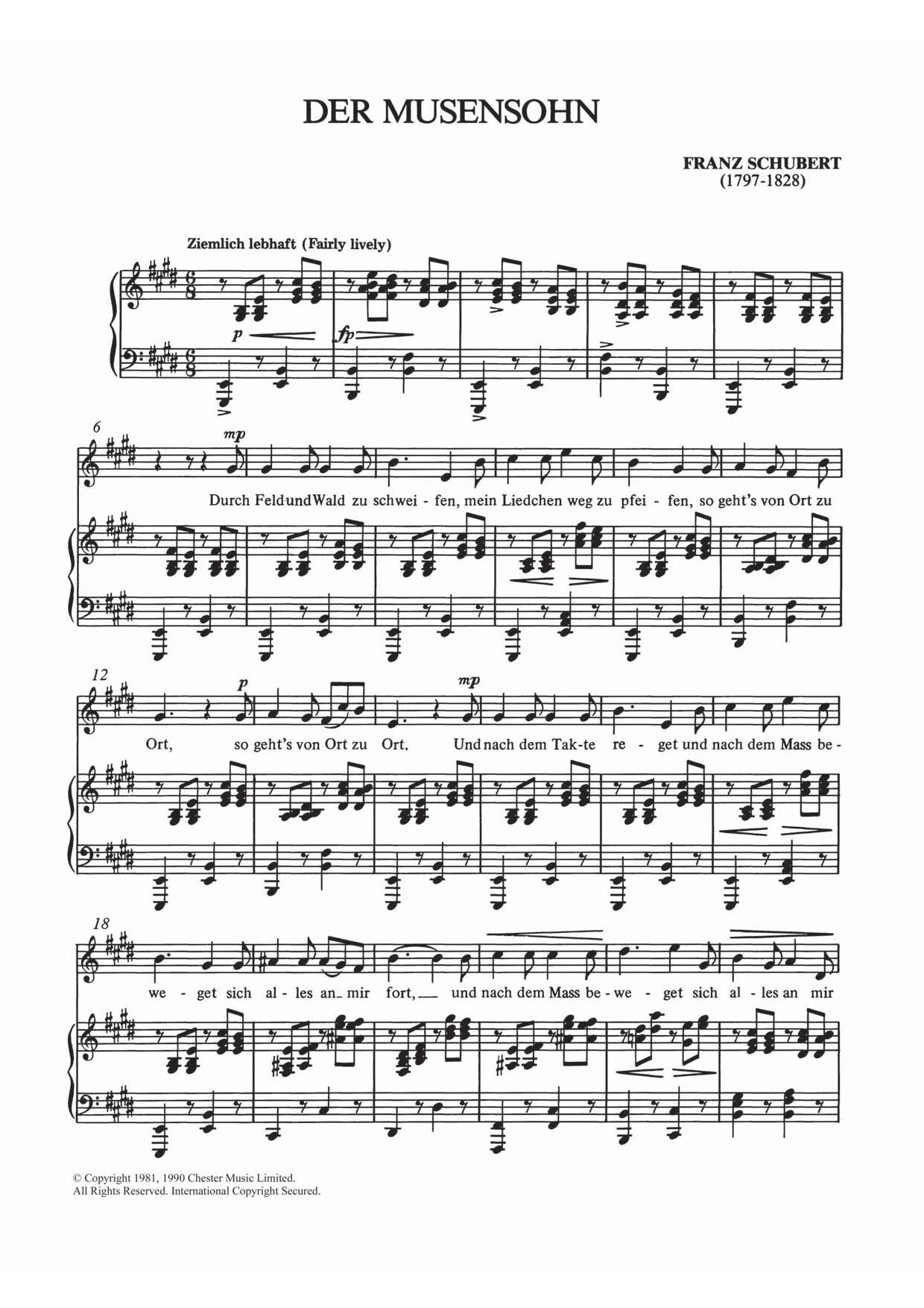 Download Franz Schubert Der Musensohn Sheet Music and learn how to play Piano & Vocal PDF digital score in minutes