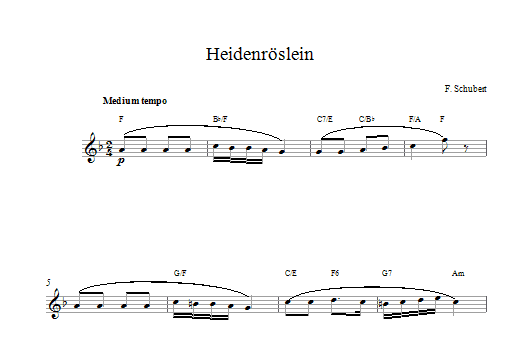 Download Franz Schubert Heidenroslein Sheet Music and learn how to play Melody Line & Chords PDF digital score in minutes