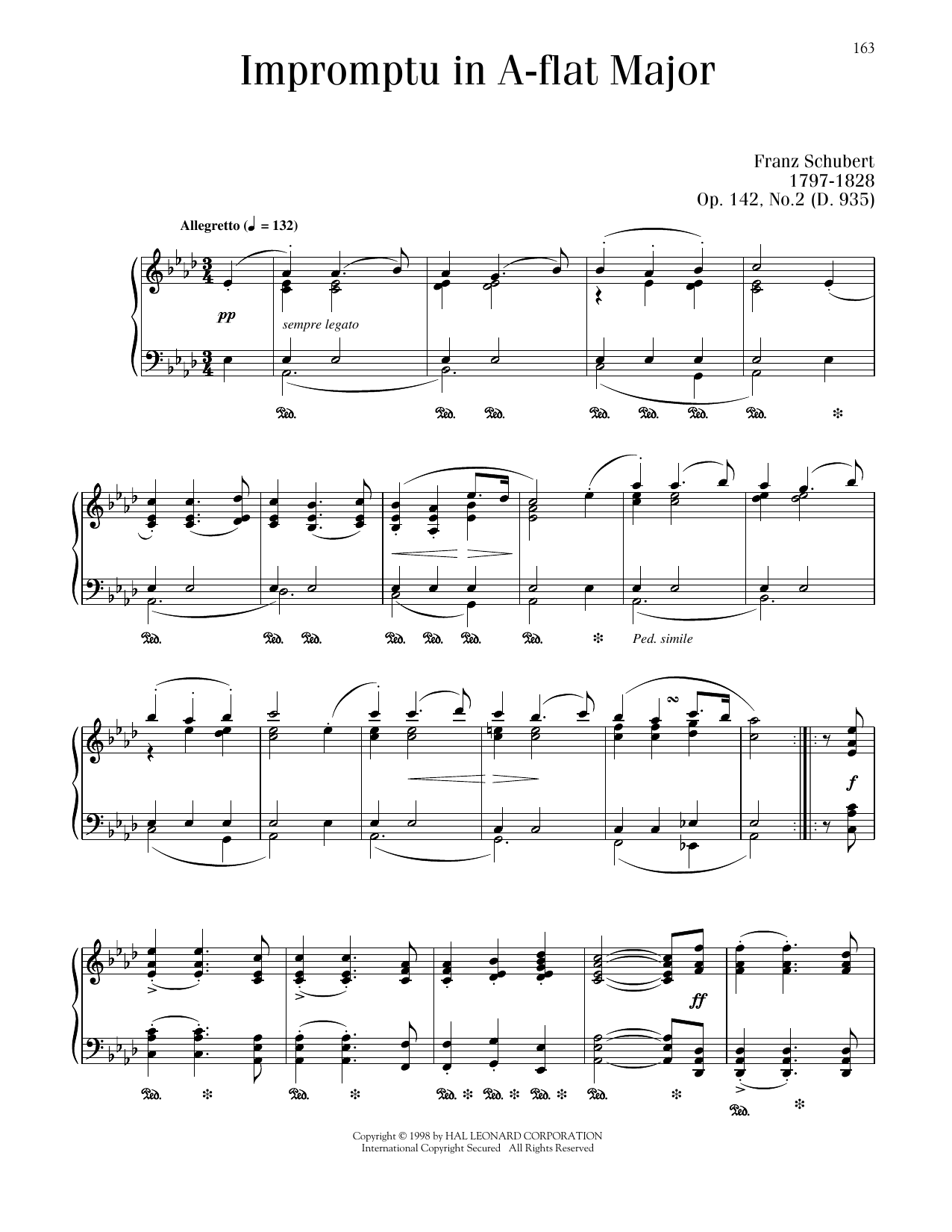 Download Franz Schubert Impromptu In A-flat Major, Op. 142, No. 2 Sheet Music and learn how to play Piano Solo PDF digital score in minutes