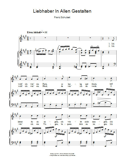 Download Franz Schubert Liebhaber In Allen Gestalten Sheet Music and learn how to play Piano & Vocal PDF digital score in minutes