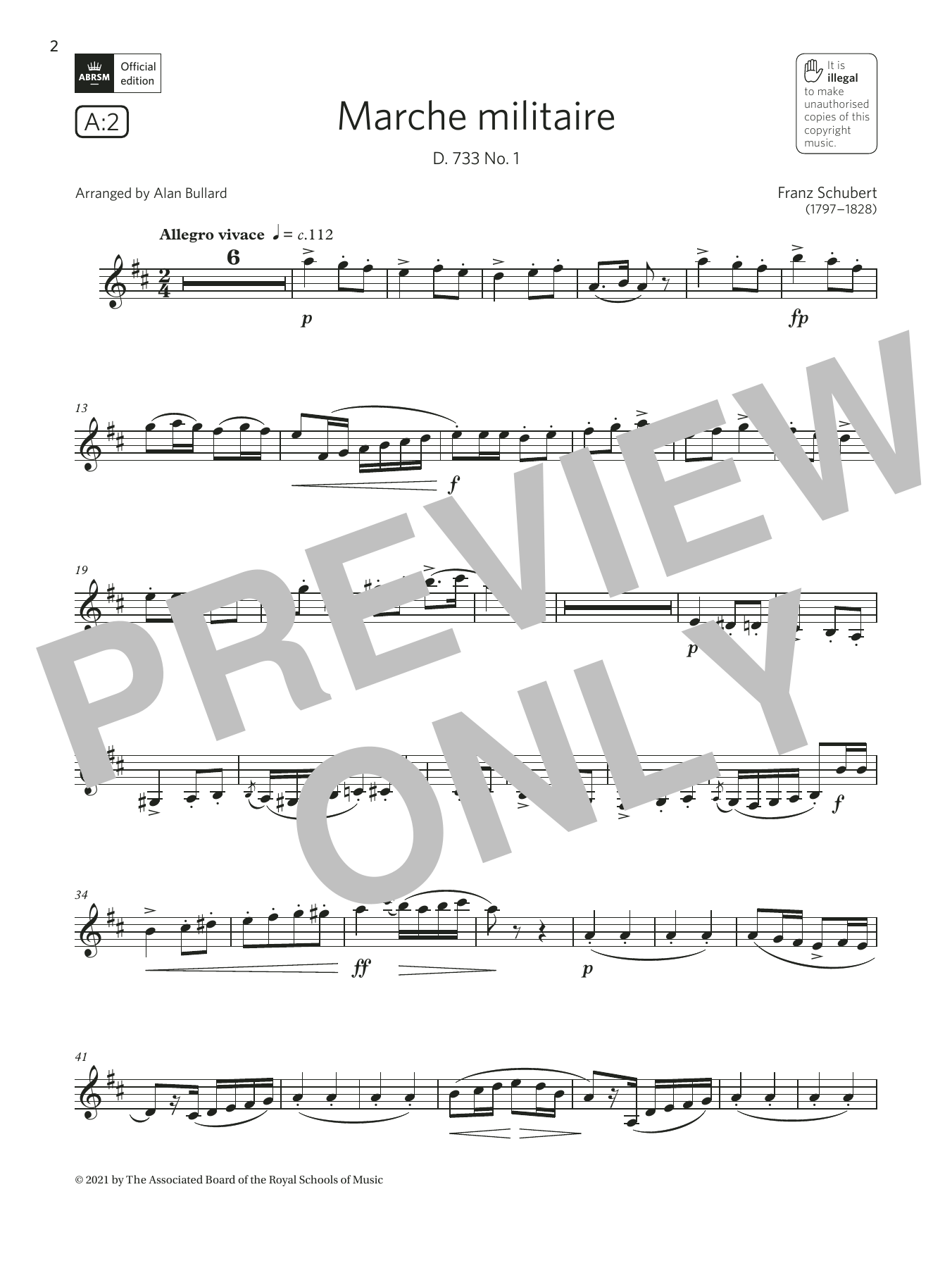 Download Franz Schubert Marche militaire, D. 733 No. 1 (Grade 5 List A2 from the ABRSM Clarinet syllabu Sheet Music and learn how to play Clarinet Solo PDF digital score in minutes