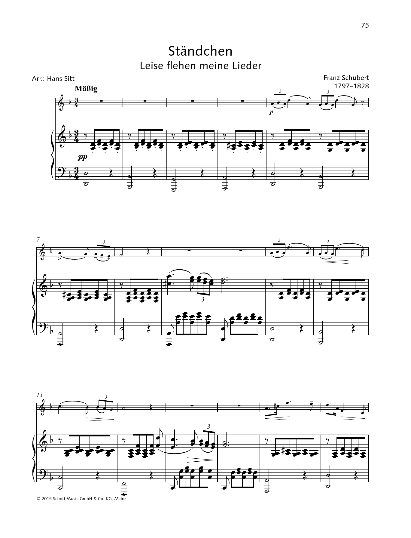 Download Franz Schubert Ständchen Sheet Music and learn how to play String Solo PDF digital score in minutes