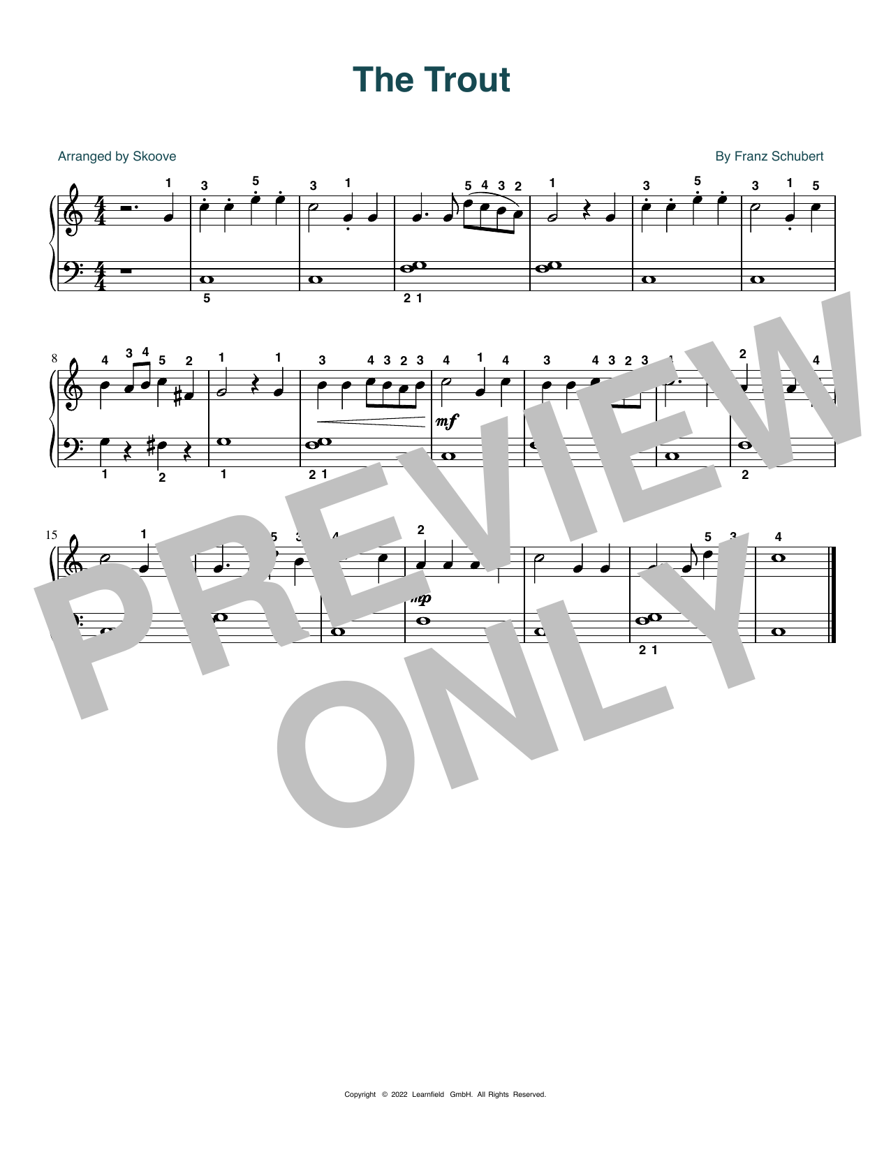 Download Franz Schubert The Trout (arr. Skoove) Sheet Music and learn how to play Beginner Piano (Abridged) PDF digital score in minutes