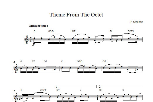 Download Franz Schubert Theme From The Octet Sheet Music and learn how to play Melody Line & Chords PDF digital score in minutes