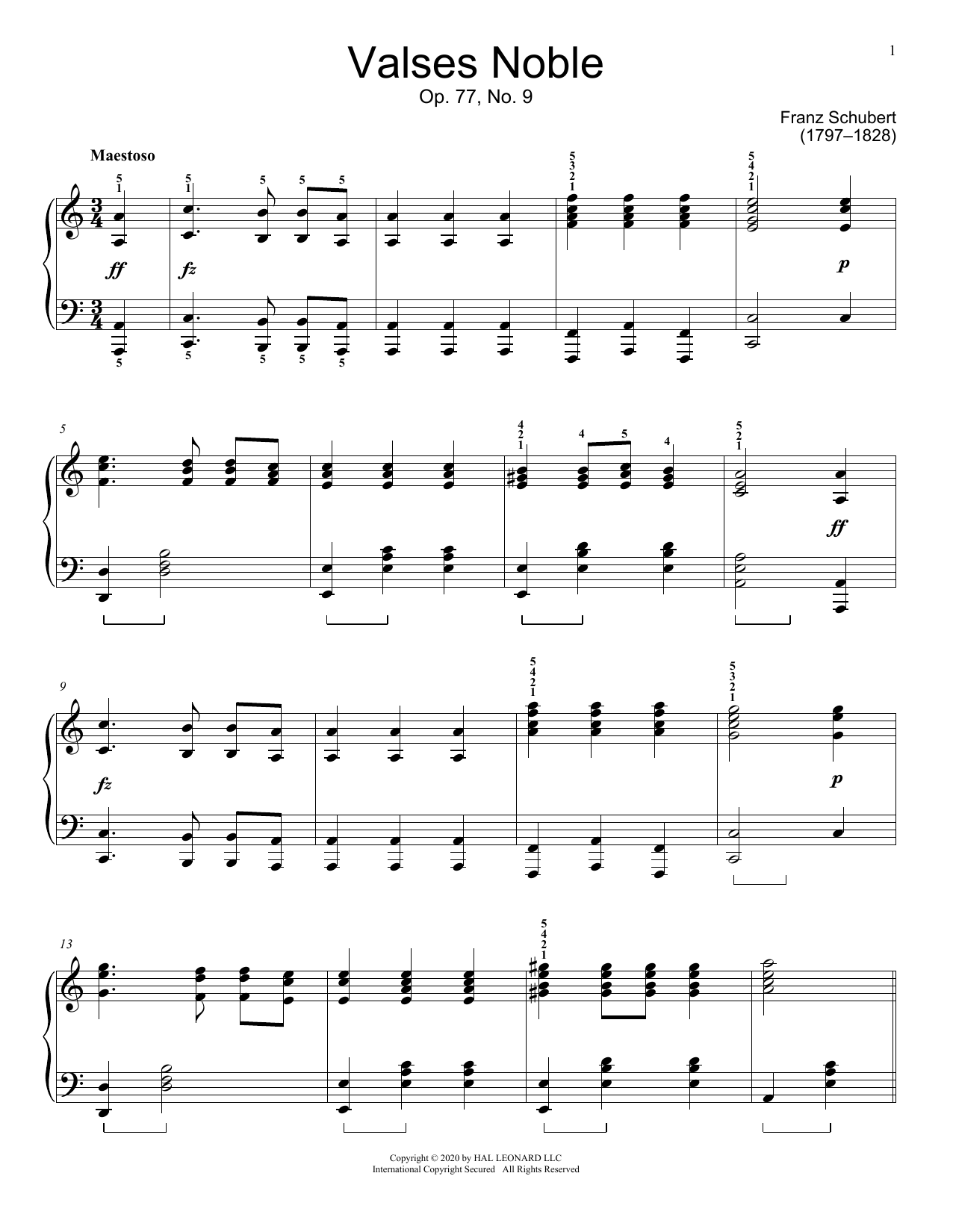 Download Franz Schubert Valses Noble, Op. 77, No. 9 Sheet Music and learn how to play Educational Piano PDF digital score in minutes