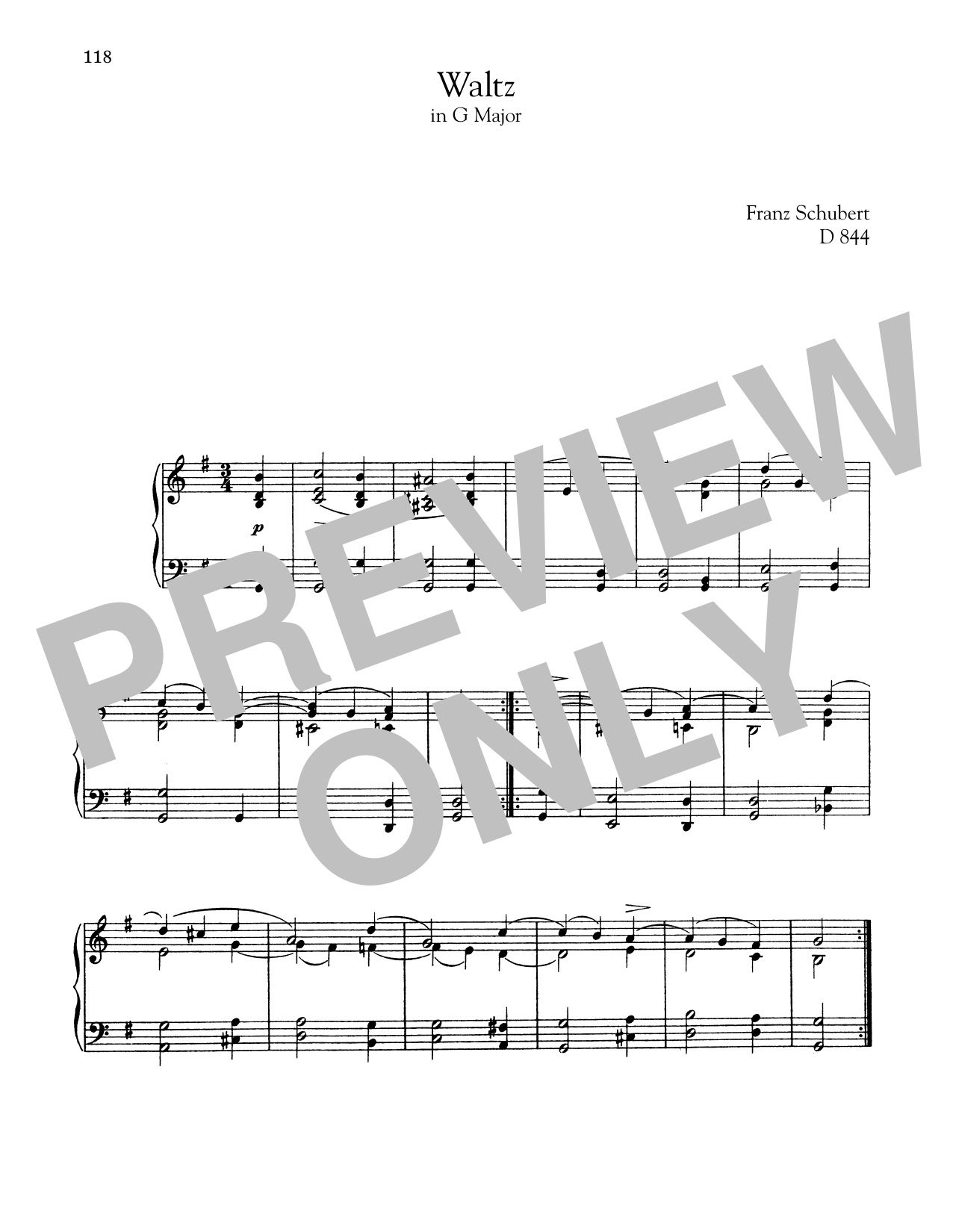 Download Franz Schubert Waltz In G Major, D. 844 Sheet Music and learn how to play Piano PDF digital score in minutes