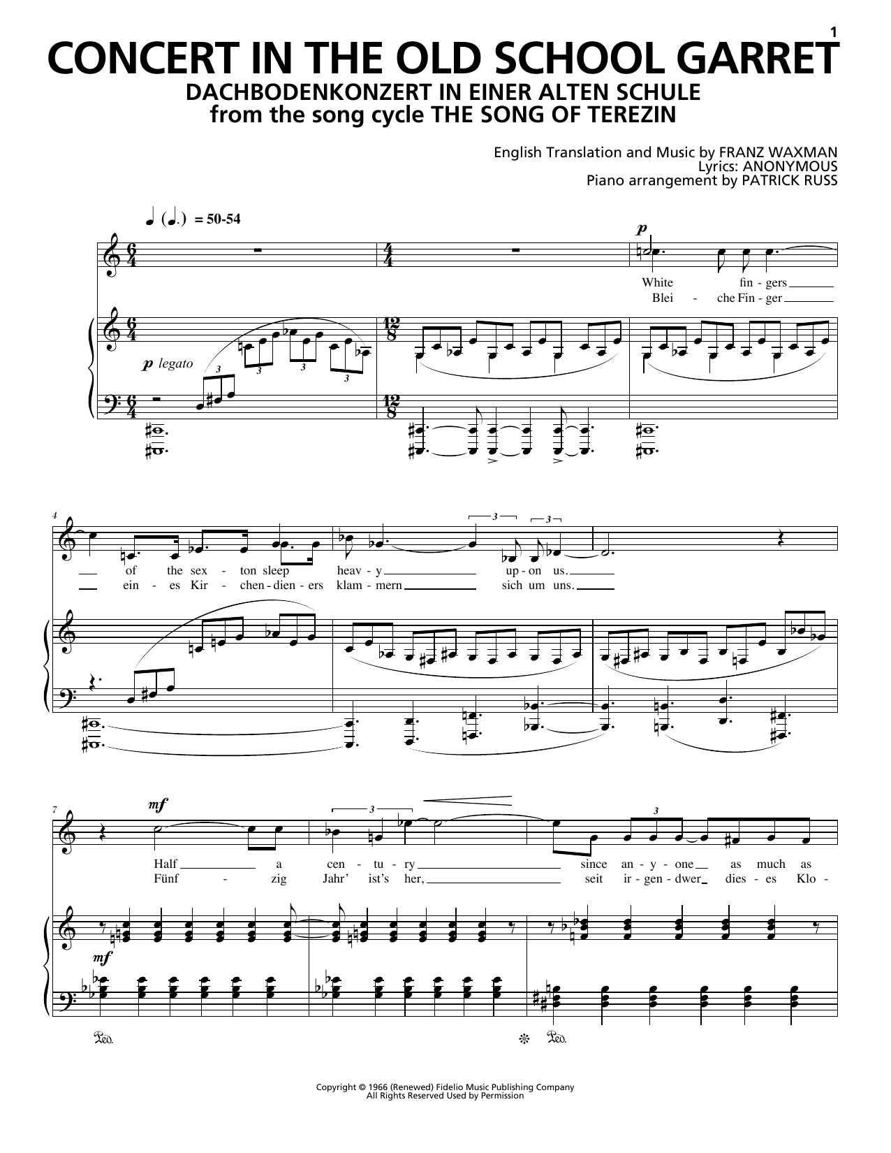 Download Franz Waxman Concert In The Old School Garret (Dachbodenkonzert In Einer Alten Schule) Sheet Music and learn how to play Piano & Vocal PDF digital score in minutes
