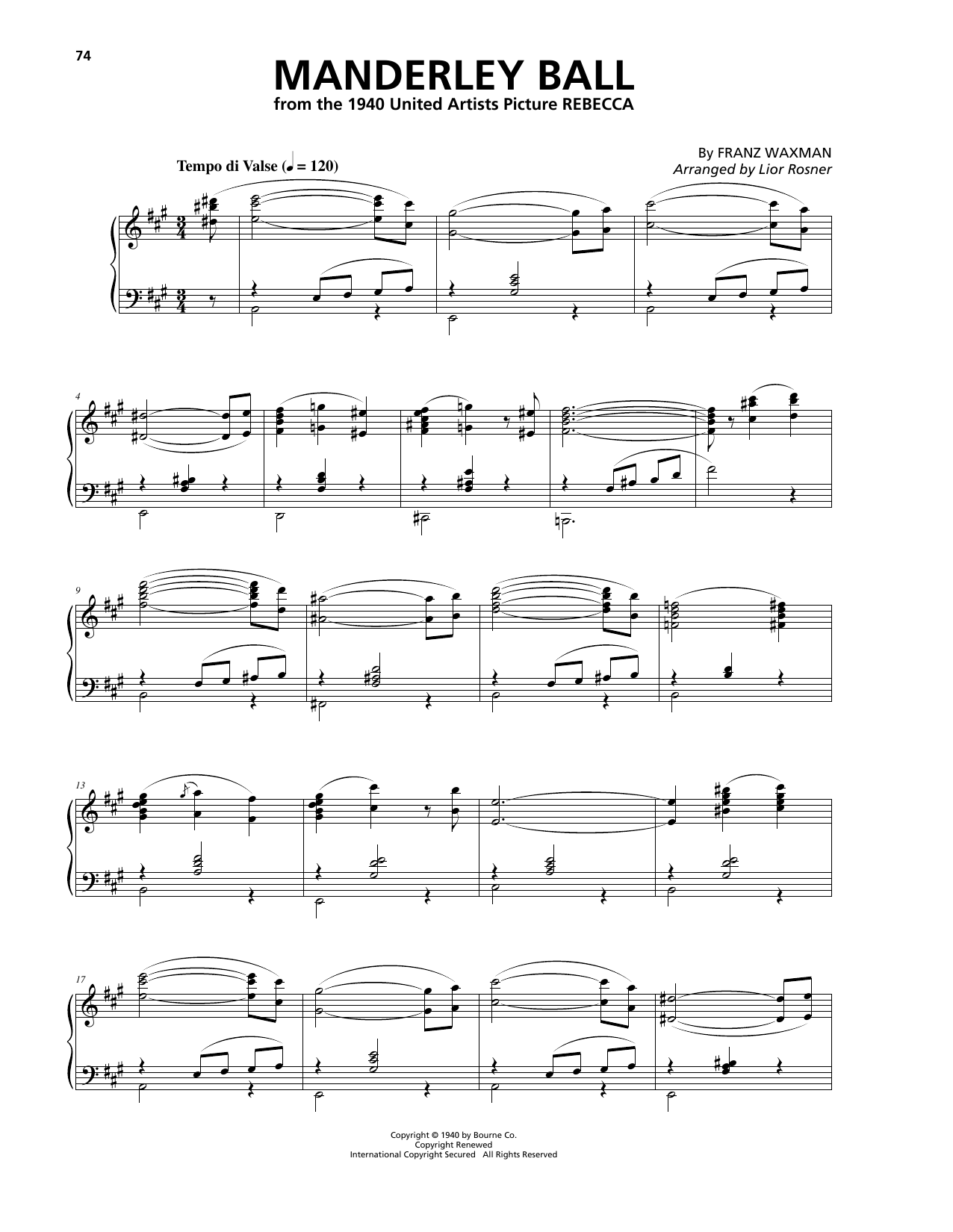 Download Franz Waxman Manderley Ball Sheet Music and learn how to play Piano PDF digital score in minutes