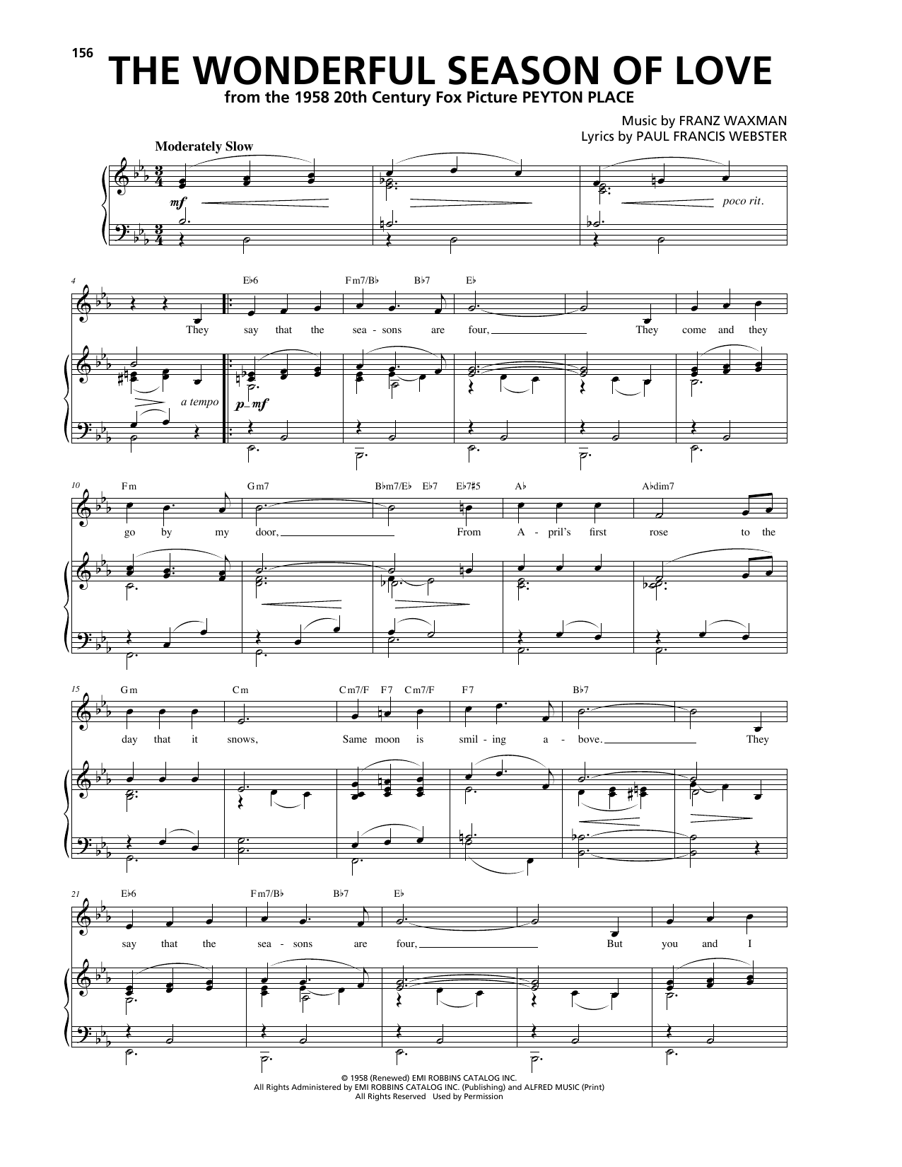 Download Franz Waxman The Wonderful Season Of Love Sheet Music and learn how to play Piano, Vocal & Guitar (Right-Hand Melody) PDF digital score in minutes