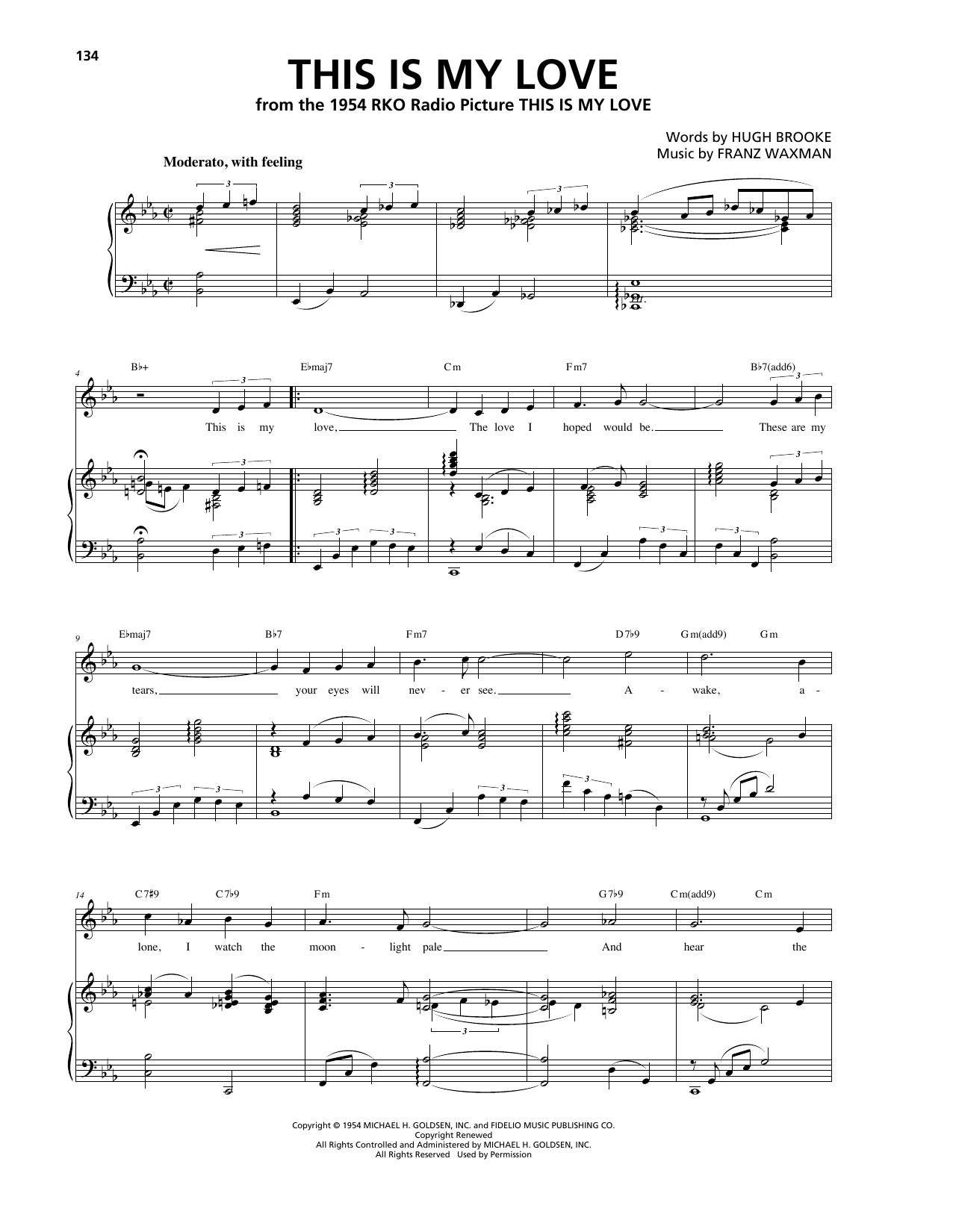 Download Franz Waxman This Is My Love Sheet Music and learn how to play Piano, Vocal & Guitar (Right-Hand Melody) PDF digital score in minutes