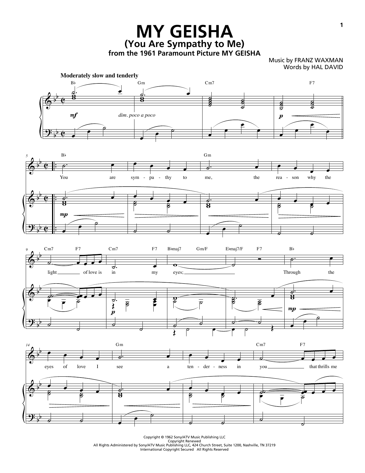 Download Franz Waxman You Are Sympathy To Me Sheet Music and learn how to play Piano & Vocal PDF digital score in minutes