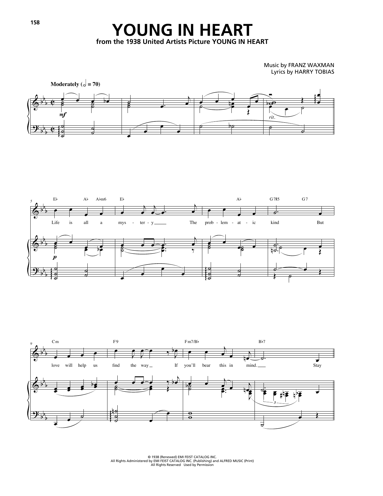 Download Franz Waxman Young In Heart Sheet Music and learn how to play Piano, Vocal & Guitar (Right-Hand Melody) PDF digital score in minutes