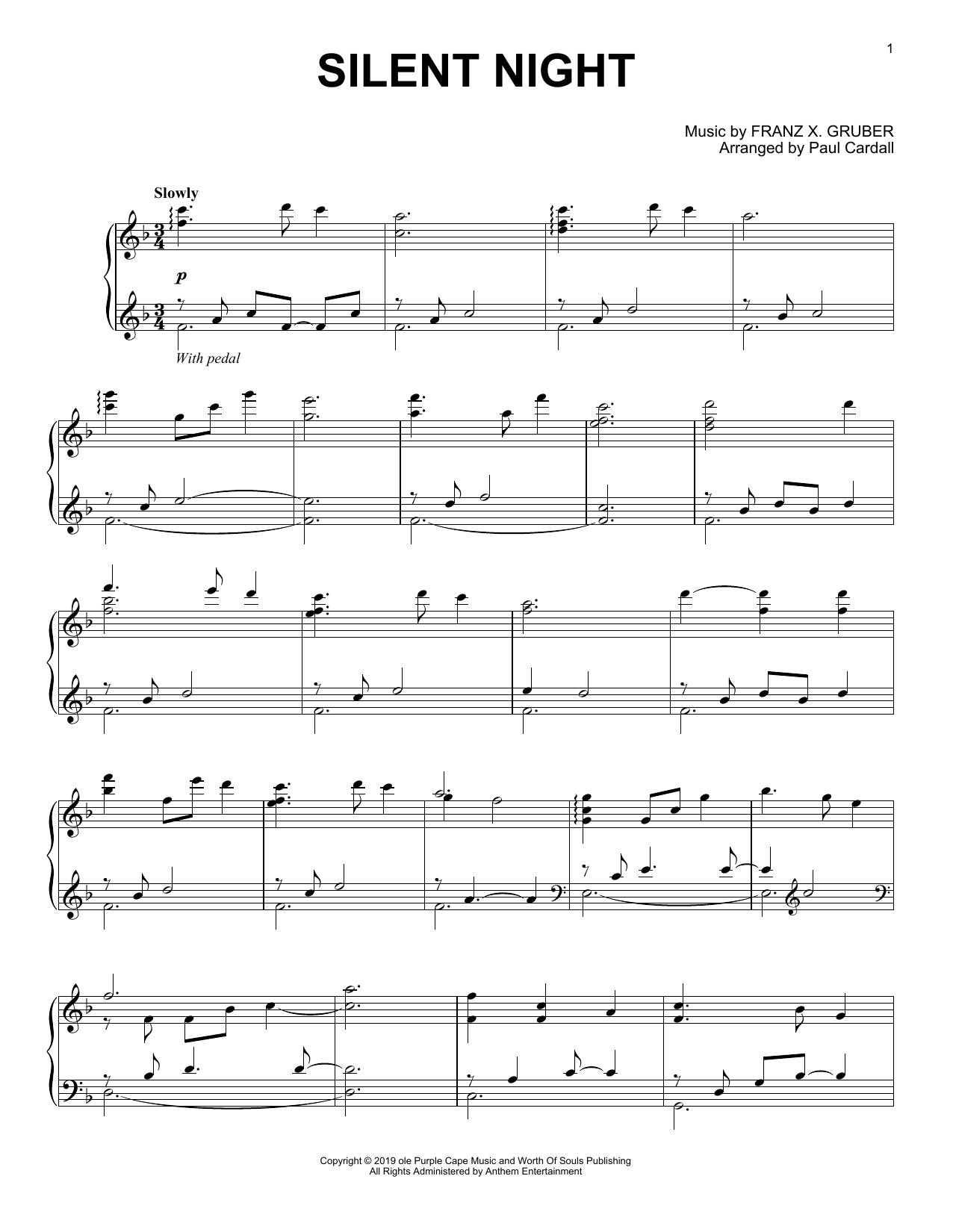 Download Franz X. Gruber Silent Night (arr. Paul Cardall) Sheet Music and learn how to play Piano Solo PDF digital score in minutes