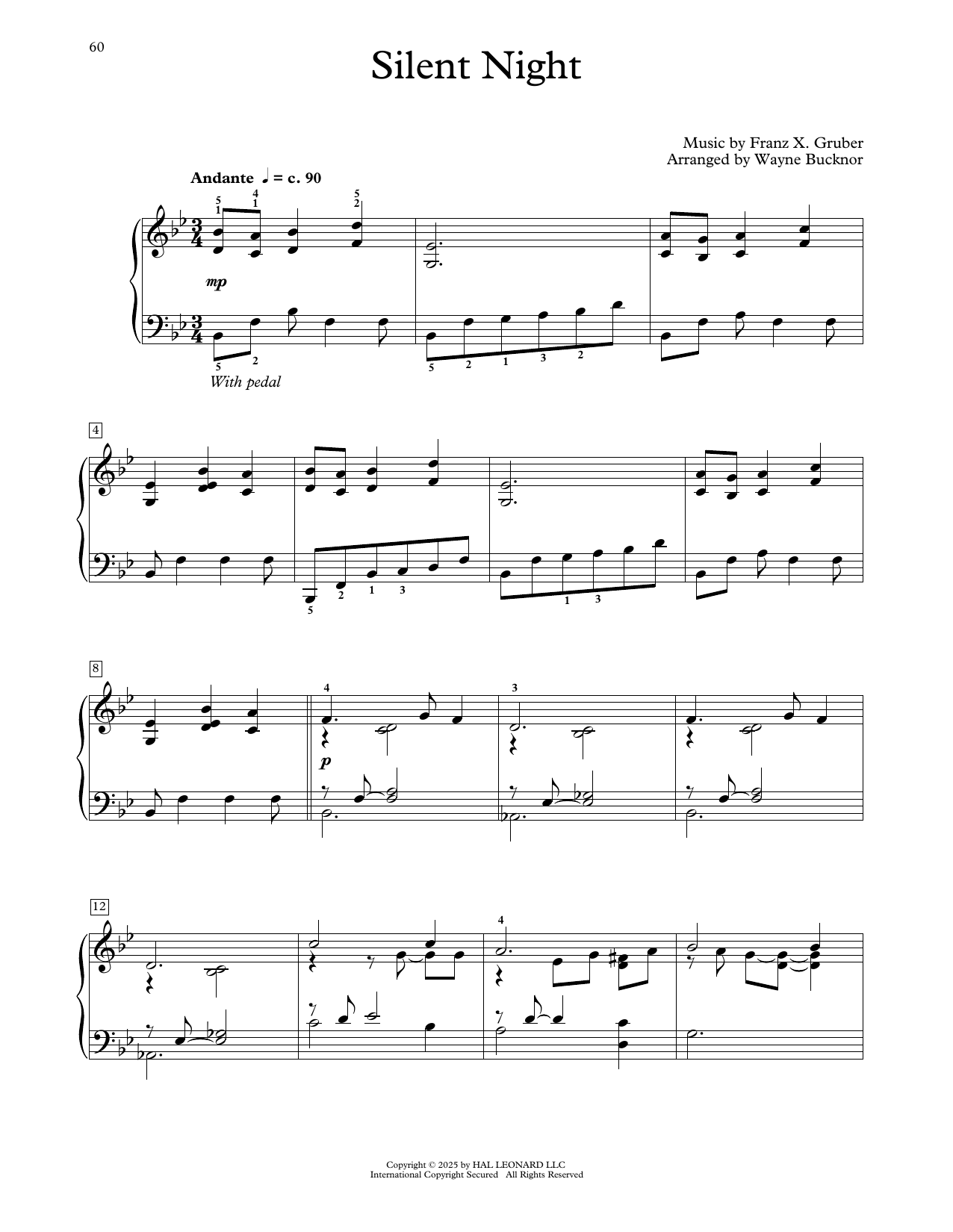 Download Franz X. Gruber Silent Night (arr. Wayne Bucknor) Sheet Music and learn how to play Educational Piano PDF digital score in minutes