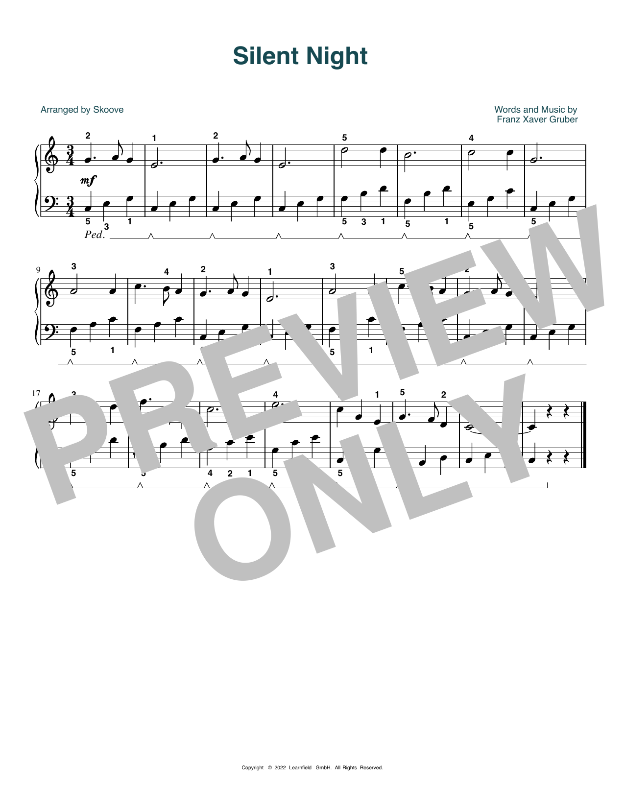 Download Franz Xaver Gruber Silent Night (arr. Skoove) Sheet Music and learn how to play Easy Piano PDF digital score in minutes