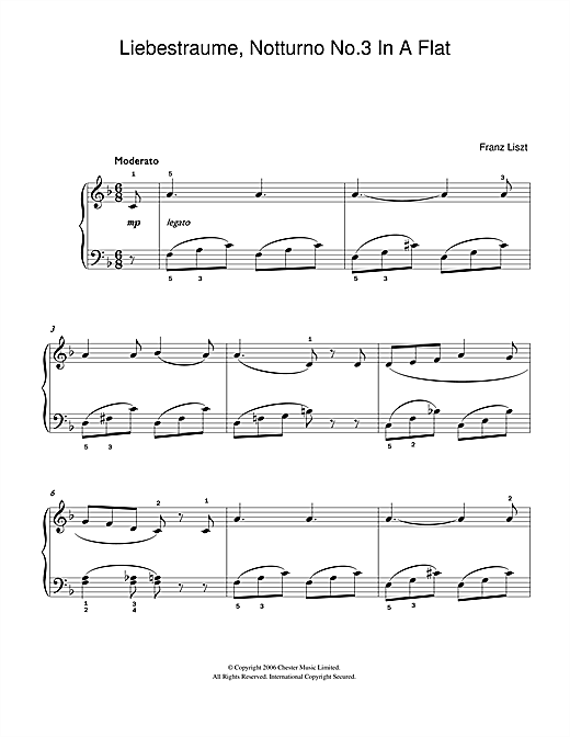 Download Franz Liszt Liebestraume: Notturno No.3 In A Flat: O Lieb, So Lang Du Lieben… Sheet Music and learn how to play Easy Piano PDF digital score in minutes
