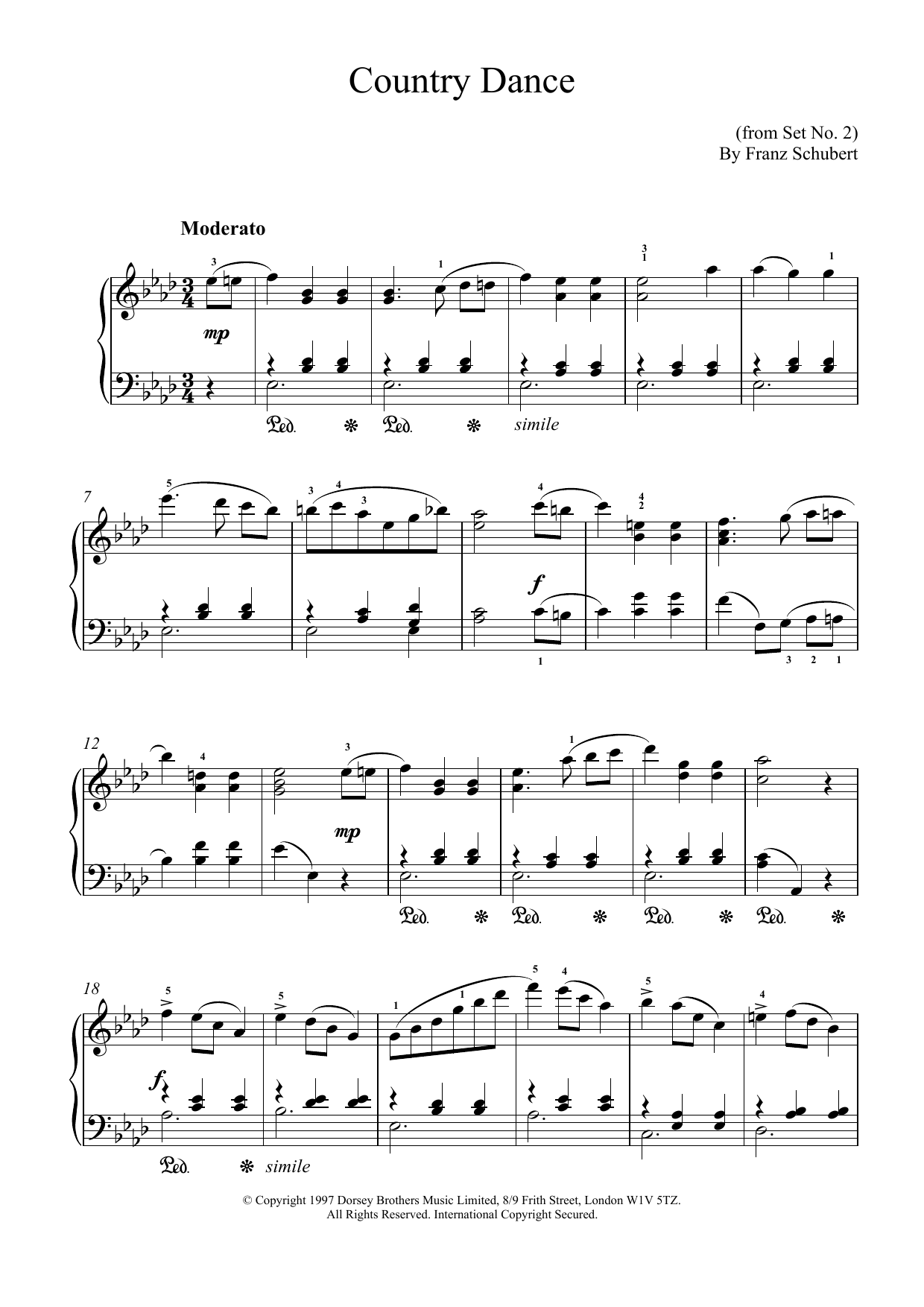 Franz Schubert Country Dance Sheet Music