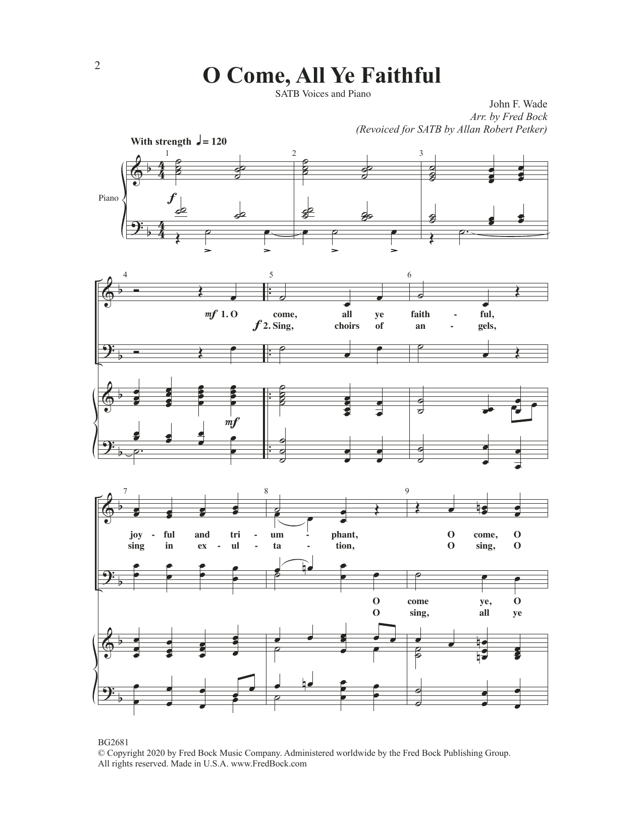 Download Fred Bock & Allan Robert Petker O Come All Ye Faithful Sheet Music and learn how to play SATB Choir PDF digital score in minutes
