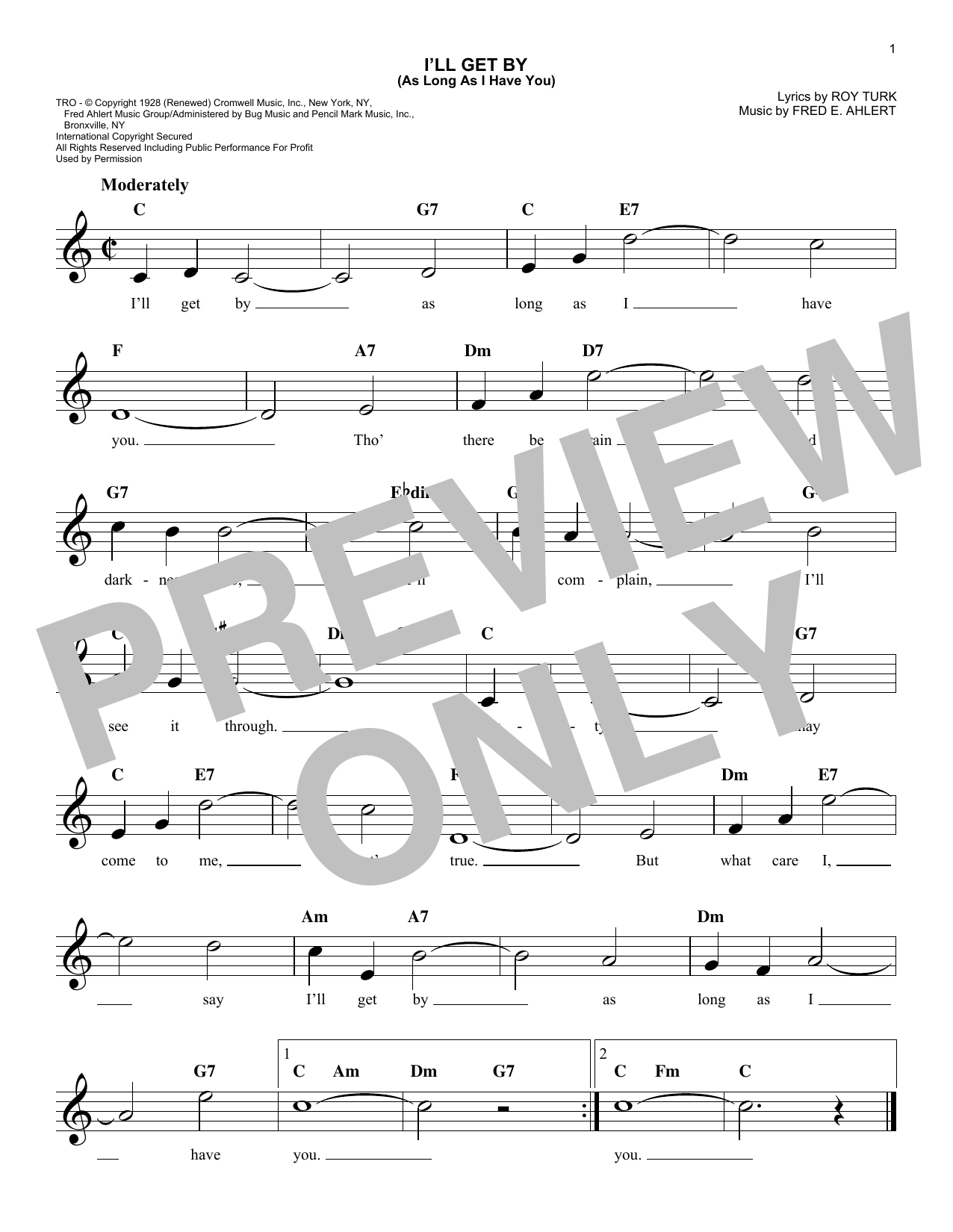 Download Fred E. Ahlert I'll Get By (As Long As I Have You) Sheet Music and learn how to play Ukulele PDF digital score in minutes