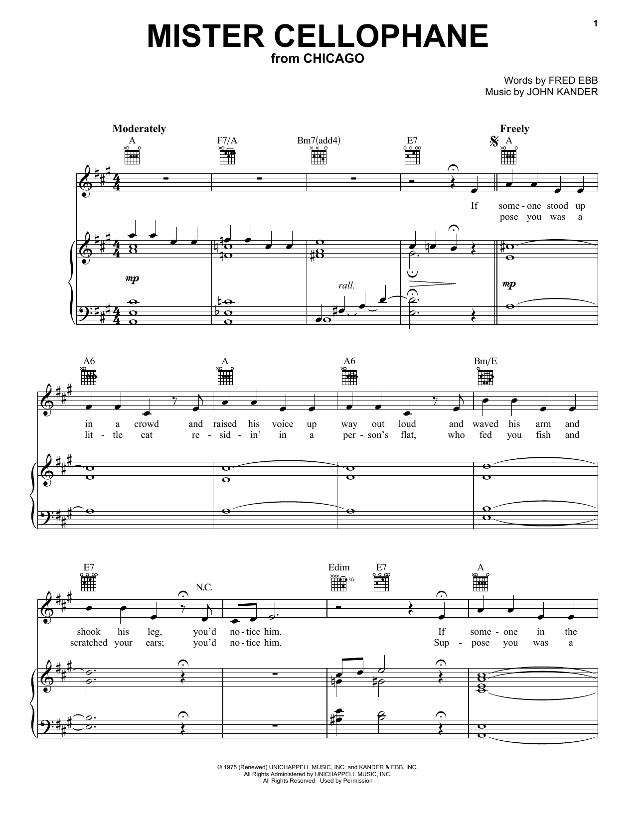 Download Fred Ebb Mister Cellophane Sheet Music and learn how to play Vocal Pro + Piano/Guitar PDF digital score in minutes