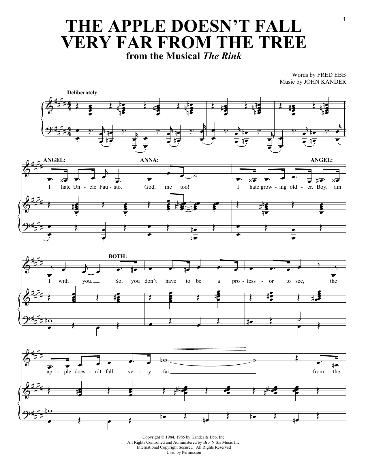 Download Fred Ebb The Apple Doesn't Fall Very Far From The Tree Sheet Music and learn how to play Vocal Duet PDF digital score in minutes