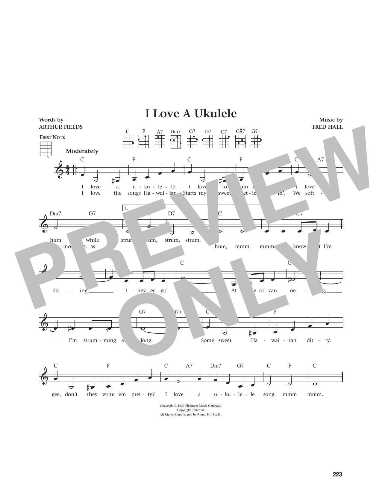 Download Fred Hall I Love A Ukulele (from The Daily Ukulele) (arr. Jim Beloff) Sheet Music and learn how to play Ukulele PDF digital score in minutes