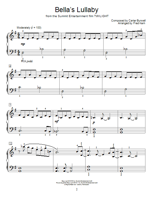 Download Fred Kern Bella's Lullaby Sheet Music and learn how to play Easy Piano PDF digital score in minutes