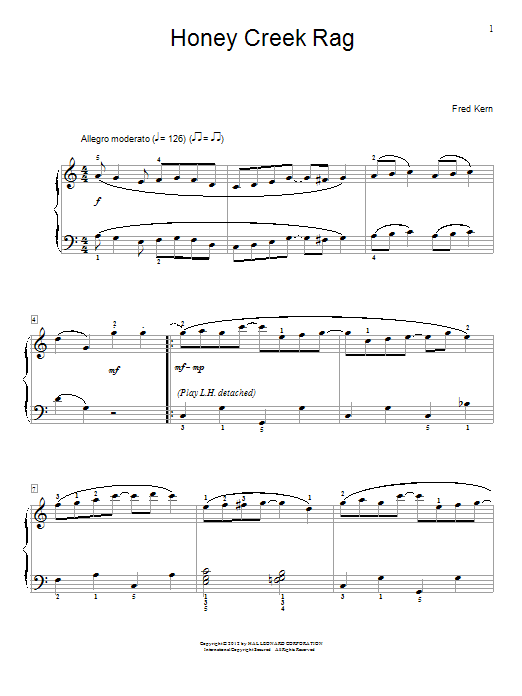 Download Fred Kern Honey Creek Rag Sheet Music and learn how to play Easy Piano PDF digital score in minutes