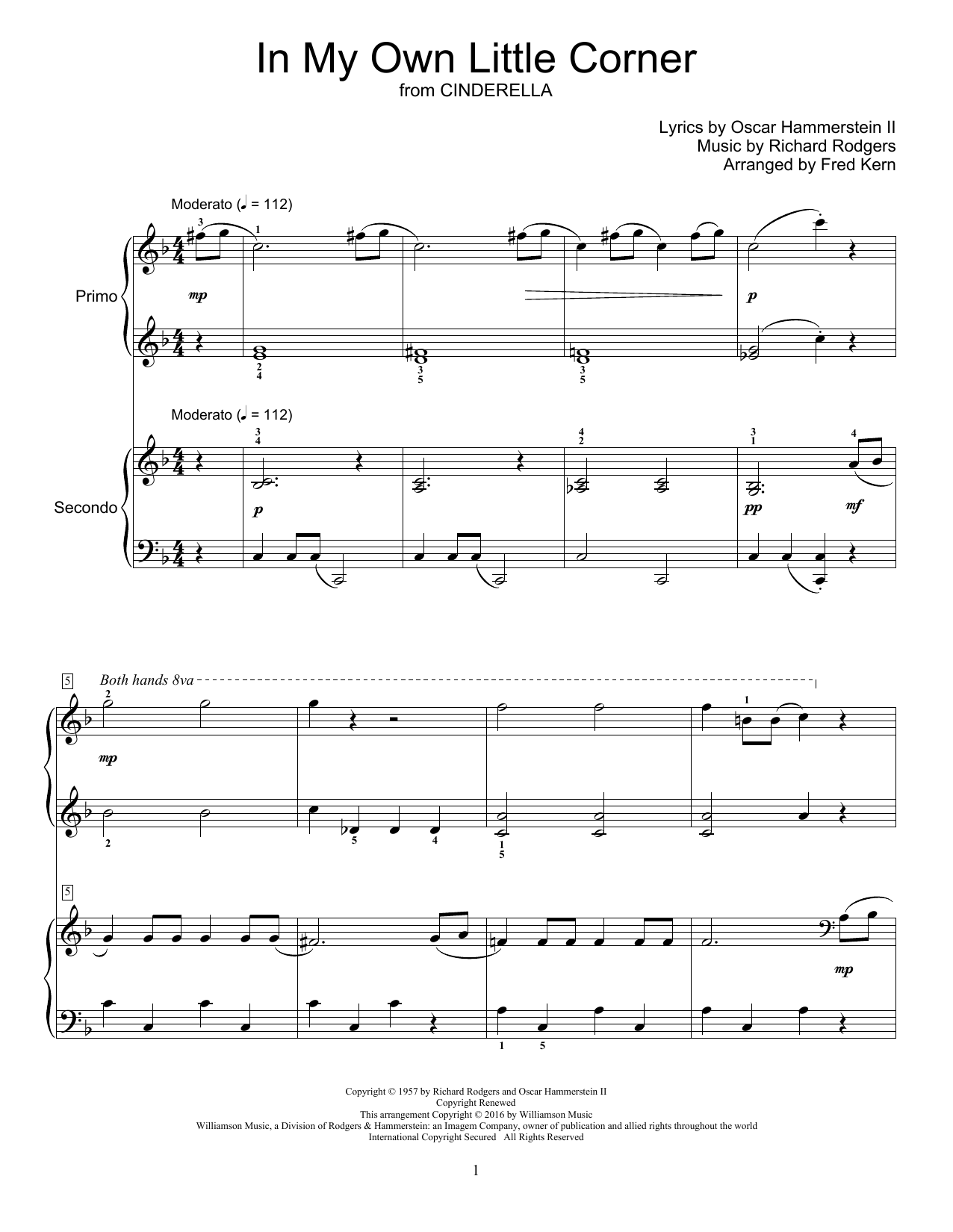 Download Fred Kern In My Own Little Corner Sheet Music and learn how to play Piano Duet PDF digital score in minutes
