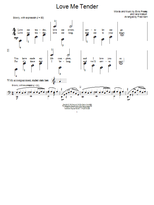 Download Elvis Presley Love Me Tender Sheet Music and learn how to play Easy Piano PDF digital score in minutes