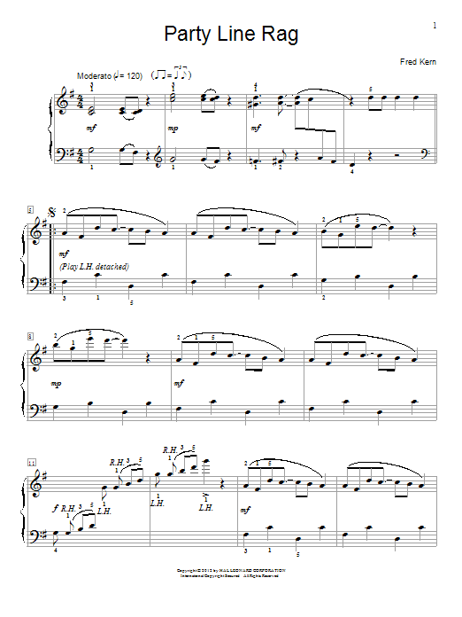Download Fred Kern Party Line Rag Sheet Music and learn how to play Easy Piano PDF digital score in minutes
